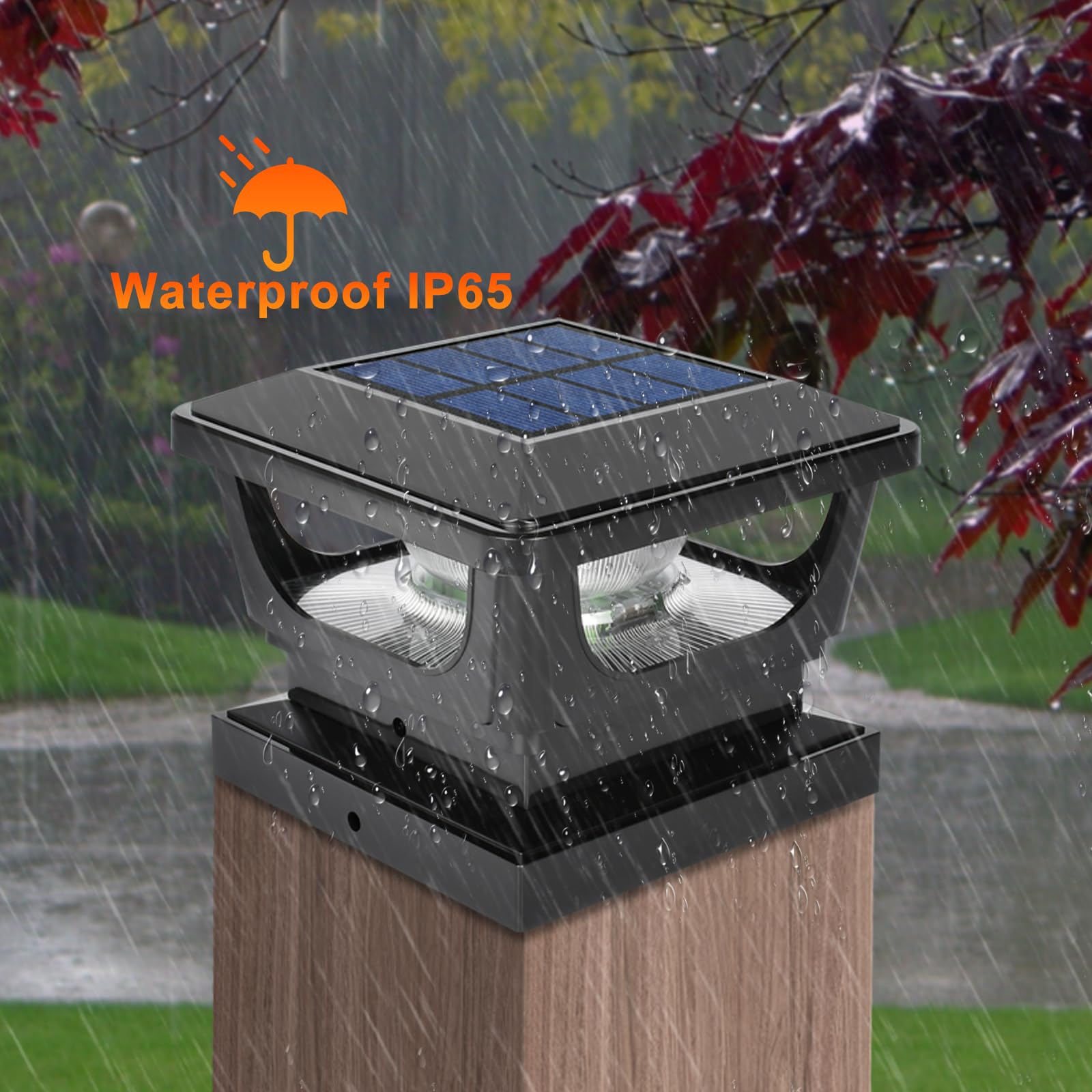 GEYUEYA Home Solar Post Lights,Solar Post Cap Lights 3x3 4x4 inch IP65 Waterproof Landscape Fence Post Cap Lamp Fence Post Lights Outdoor for Patio Fence Wooden Yard Posts-2 Pcs - Image 3