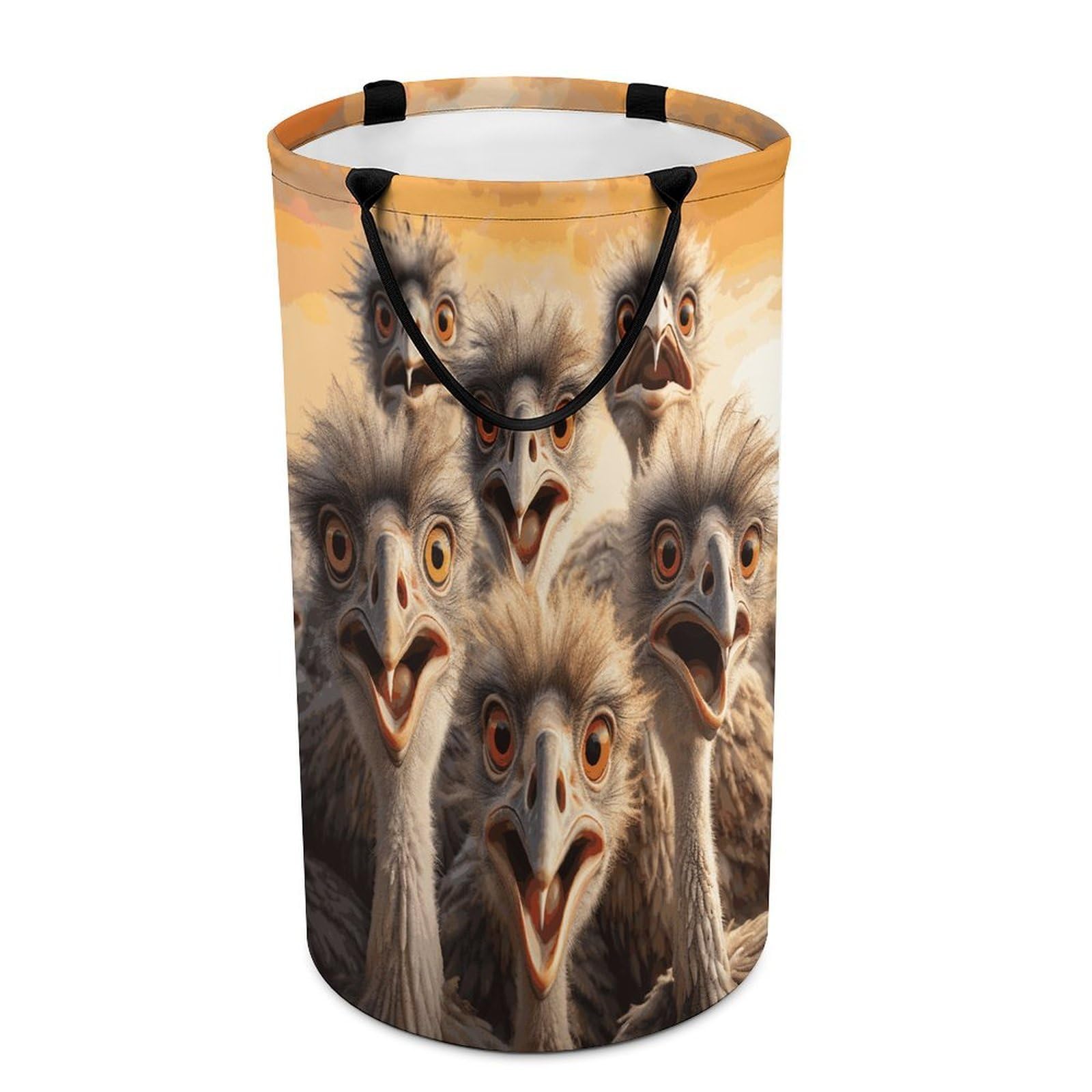 A Flock of Ostriches Laundry Basket Waterproof Laundry Hamper Freestanding Collapsible Clothes Hamper with Reinforced Handles 86L Large Foldable Tall Clothes Basket for Bathroom