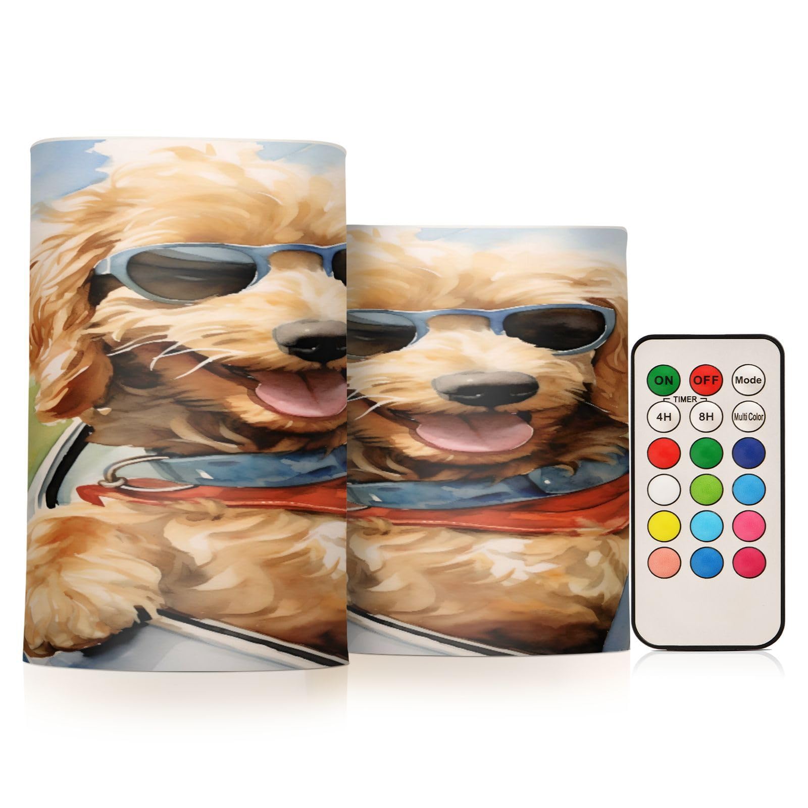 ALAZA Dog (54) Flickering Flameless Candles Battery Operated with Remote Timer,Tea Light Candles LED Pillar Votive Candles Set of 2 for Outdoor Indoor Decorations