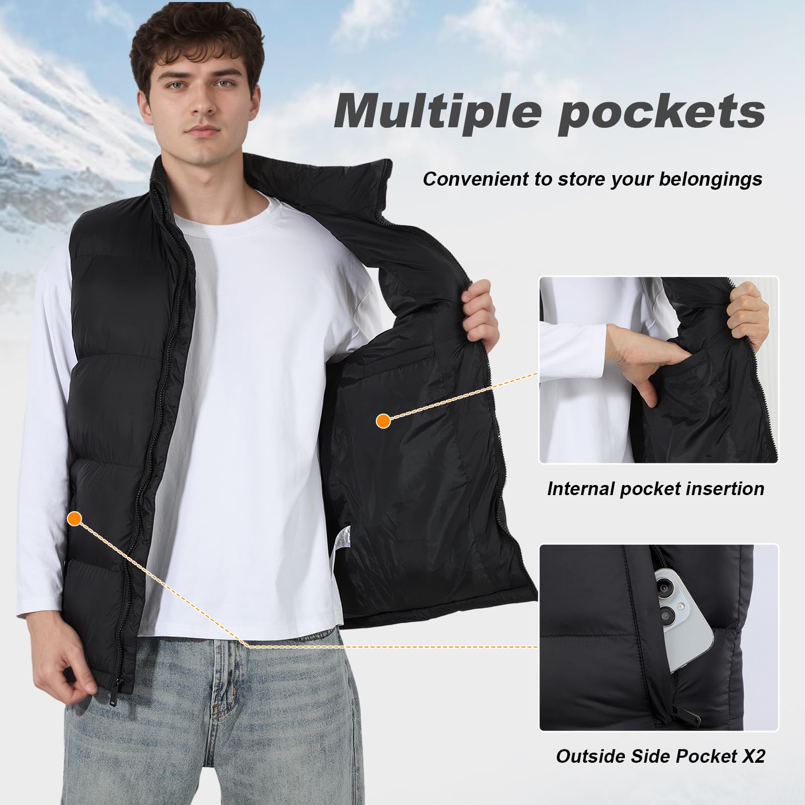 LHHMZ Chaleco para hombre al aire libre Chaqueta ligera sin mangas, Chalecos ultraligeros Chaqueta con cuello alto
