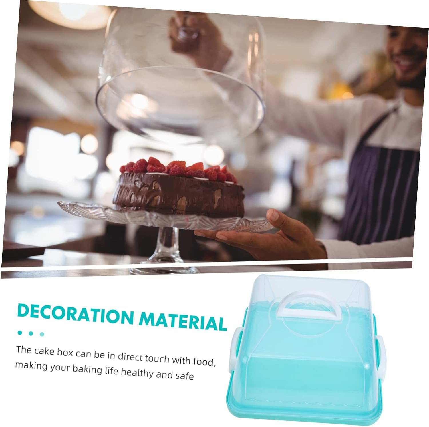 COLLBATH Square Cake Storage Box with Lid Portable Cake Carrier for Birthday Cupcake Dessert Easy to Carry and Store