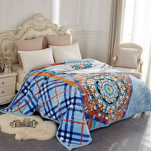 JYK Manta de felpa tamaño Queen 8 libras, 2 capas, reversible, suave, mullida, cálida, estilo coreano, manta de cama de forro polar de visón