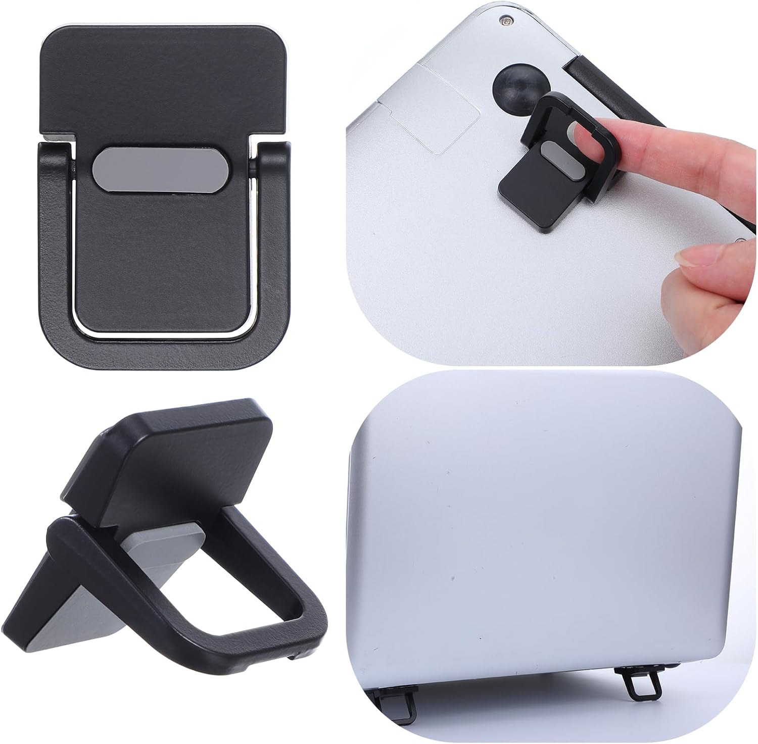 4PCS Portable Keyboard Riser Self Adhesive Laptop Stand Mini Invisible Computer Feet for Desk Computer Keyboard Stand Laptop Holder with Anti Slip Silicone(Black)