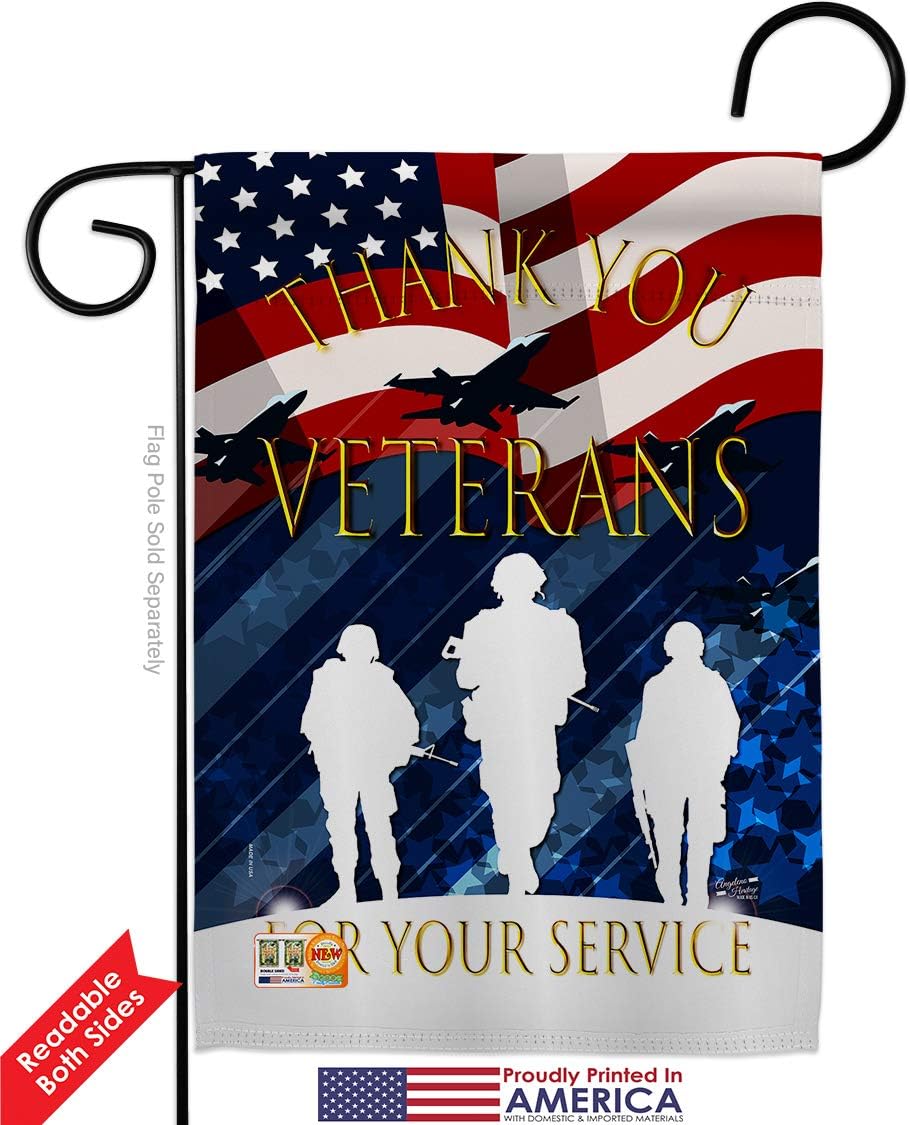 Service Thank You Veterans Garden Flag Armed Forces All Branches Support Honor United State American Military Veteran Official Small Gift Yard House Banner Double-Sided Made In USA 13 X 18.5