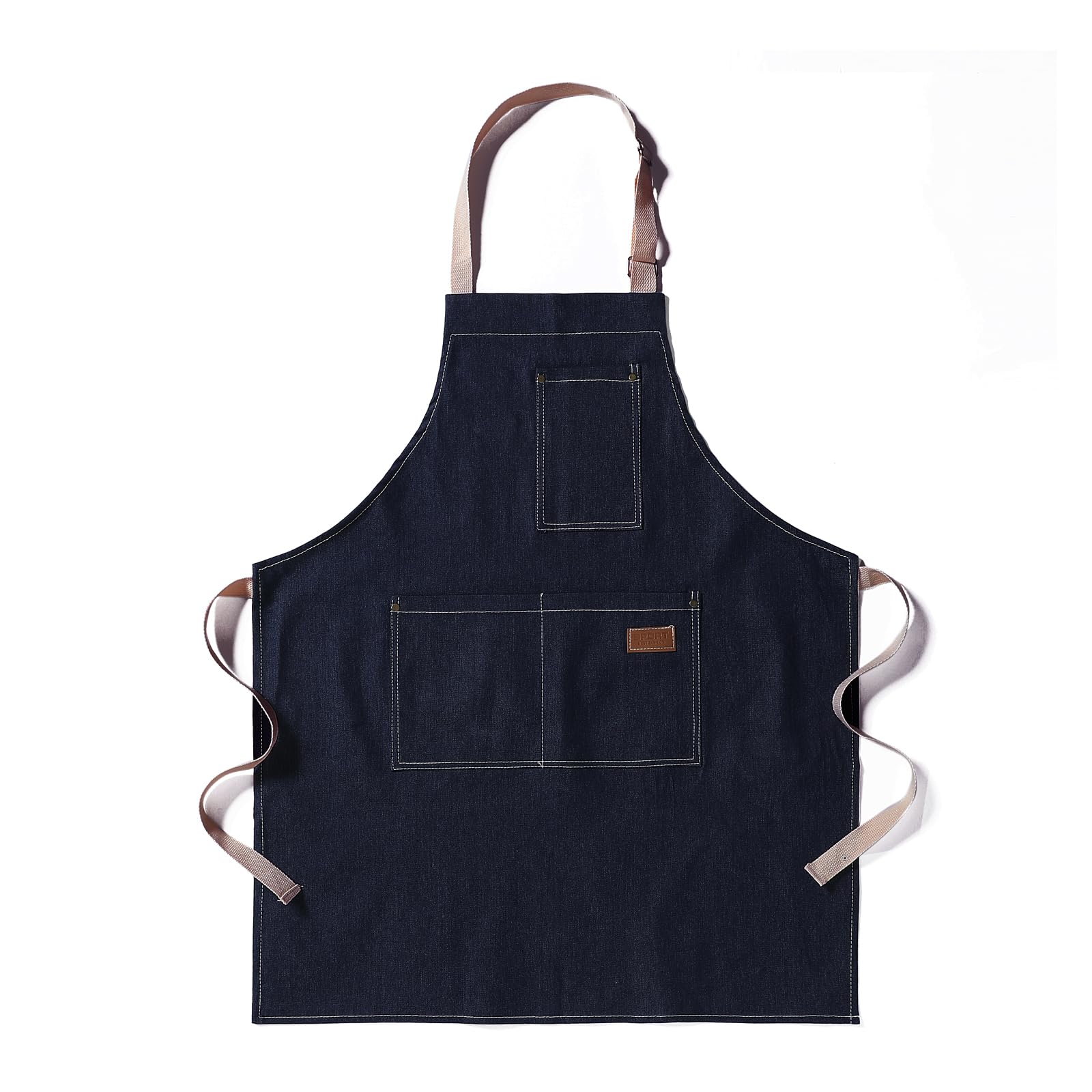 eywlwaar Denim Apron with 3 Pockets Unisex Jean Apron Adjustable Bib Apron for Work Kitchen Cooking 30.3 "x 26.57" Blue