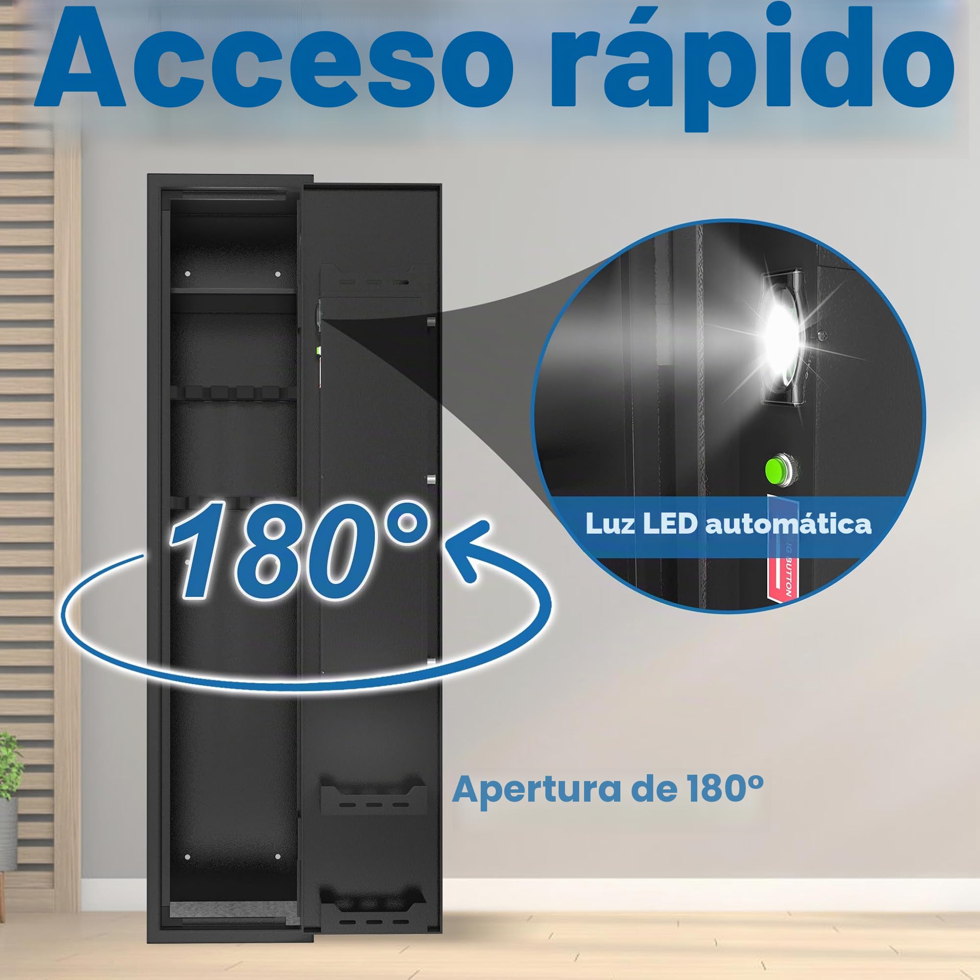 UISEBRT Armario para armas 3-5 rifles con cerradura electrónica y huella digital, caja fuerte para armas largas y munición