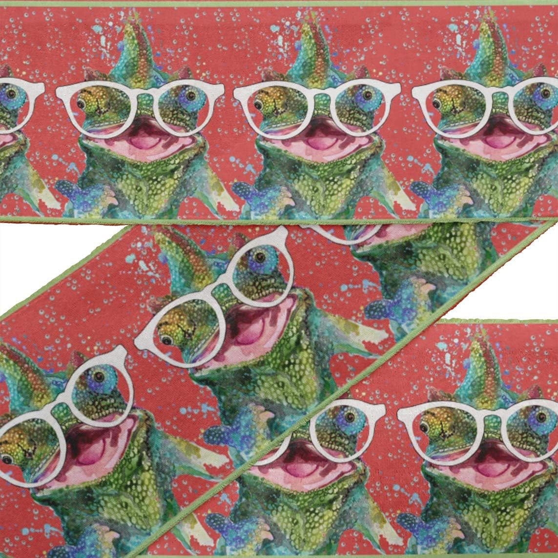 IBA Indianbeautifulart Orange Goggles & Frog Animal Ribbon Trim Tape Fabric Laces for Crafts Printed Velvet Trim 9 Yards Sewing Accessories 4 Inches