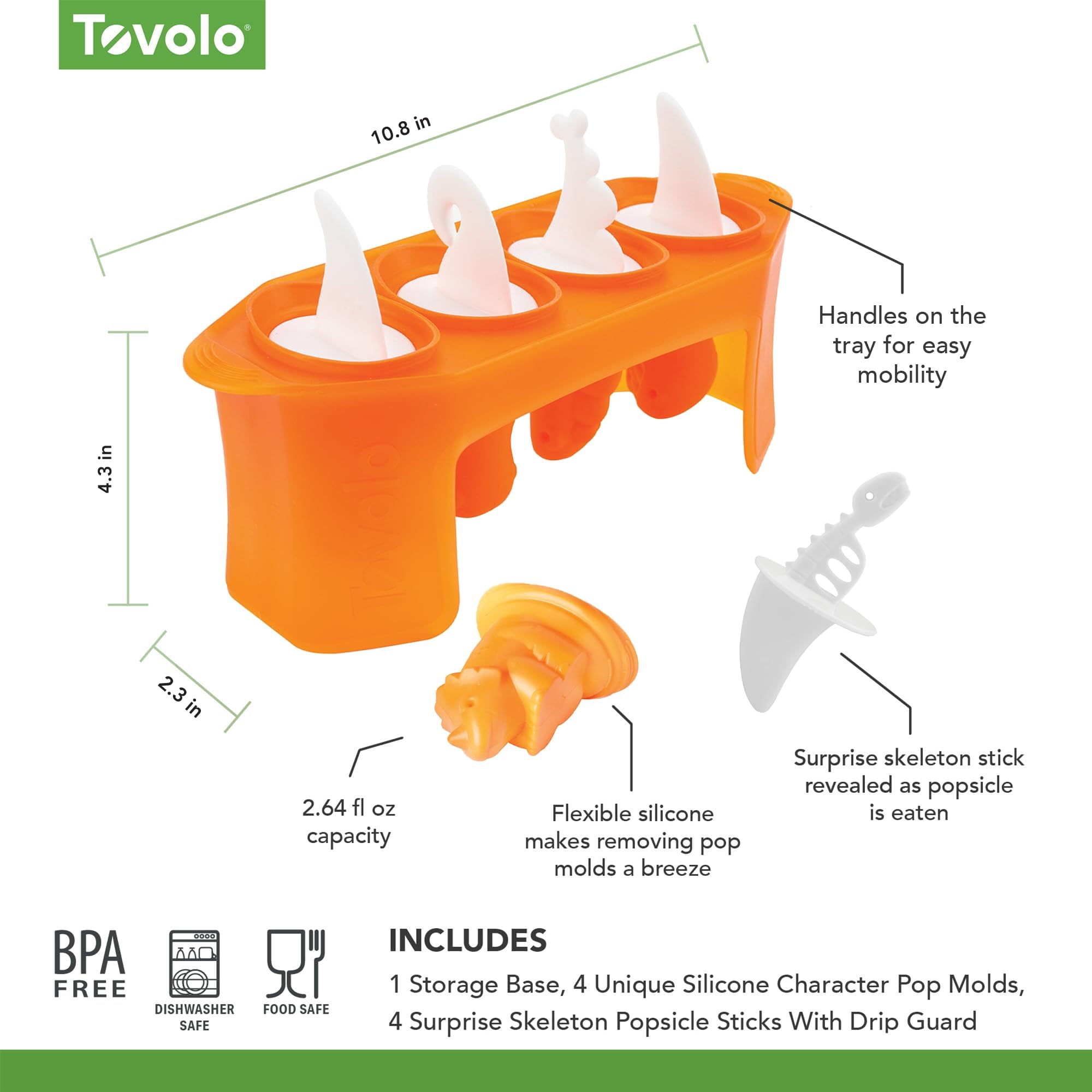 Tovolo, Freezer Pop Molds Dinos Set 4, 1 Count — Amazon image 3