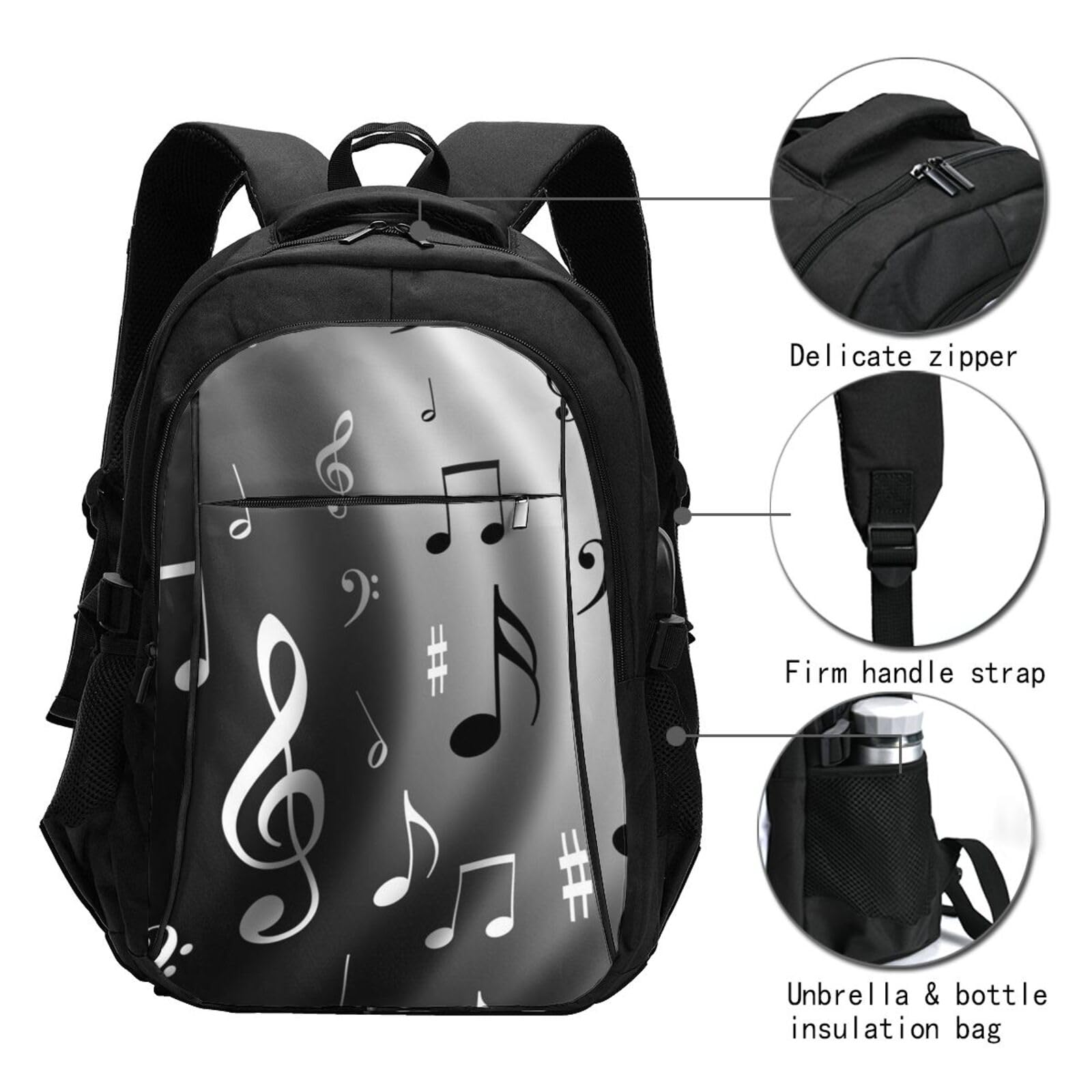 InOmak Noten drucken, Reiserucksack, Freizeitrucksack, Schulrucksack, Laptop-Rucksack für Damen und Herren