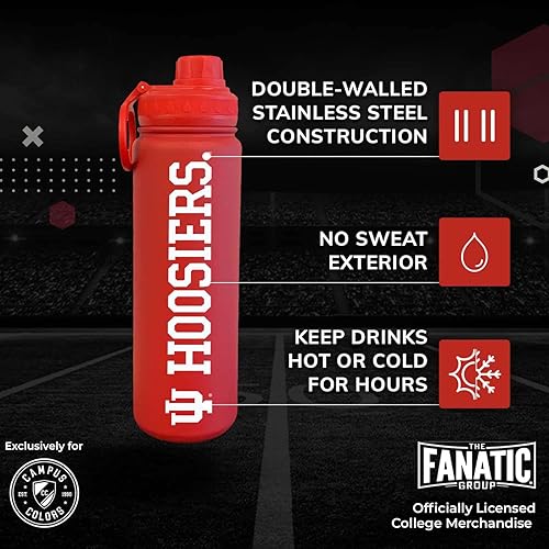 Vista 236 de Campus Colors Botella de agua de acero inoxidable de la NCAA, tapa giratoria, 24 onzas, clip de transporte, mantiene tus bebidas calientes o frías