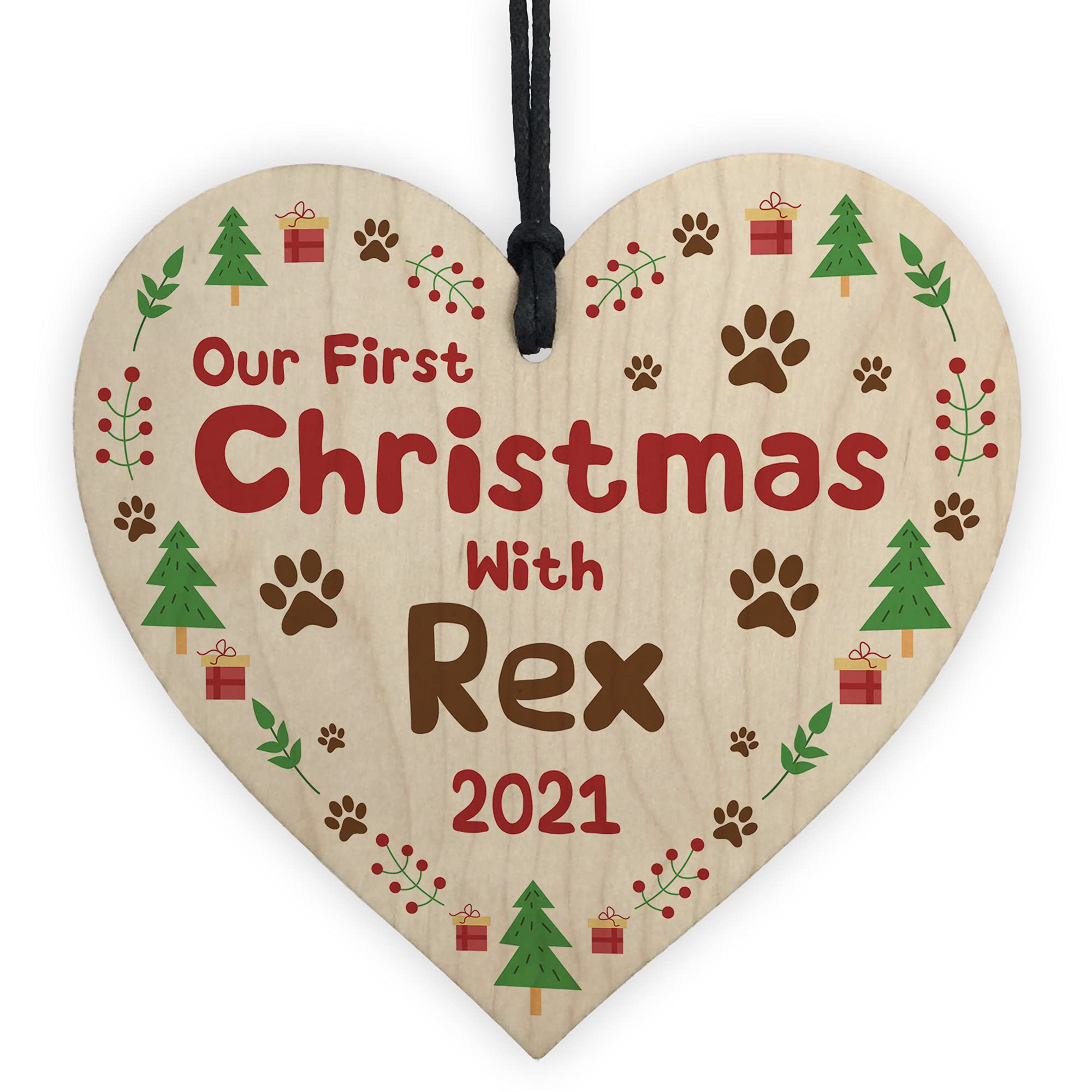 Red Ocean Our 1St Christmas With Dog Puppy Bauble Personalised Xmas Tree Decoration Pet Gift
