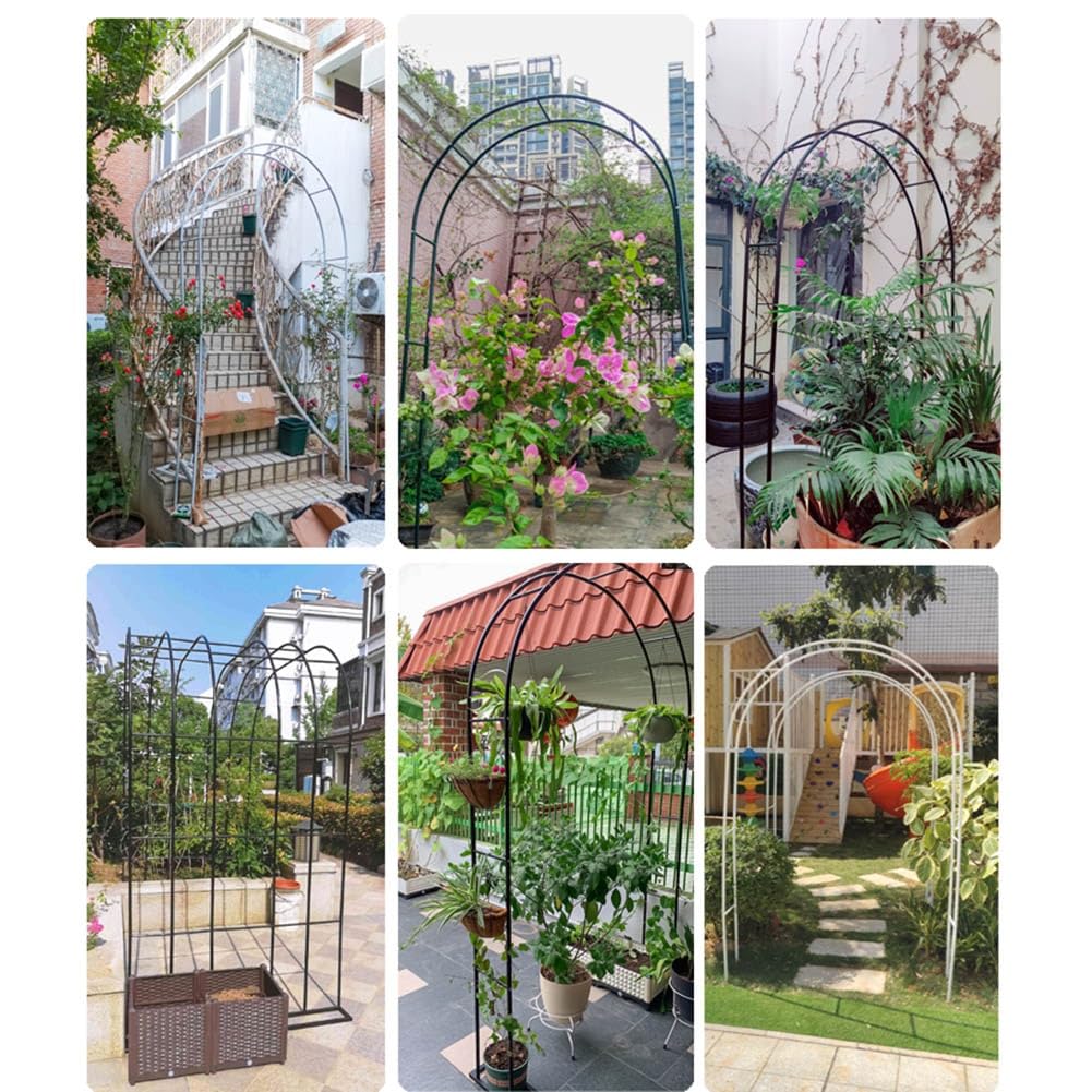 Łuk pergoli ogrodowej, metalowa kratka do roślin pnących, pergola zewnętrzna i łuk ślubny, wysokość 16 cm, czarny/biały/zielony, idealny na dziedziniec, ceremonię, trawnik i garaż