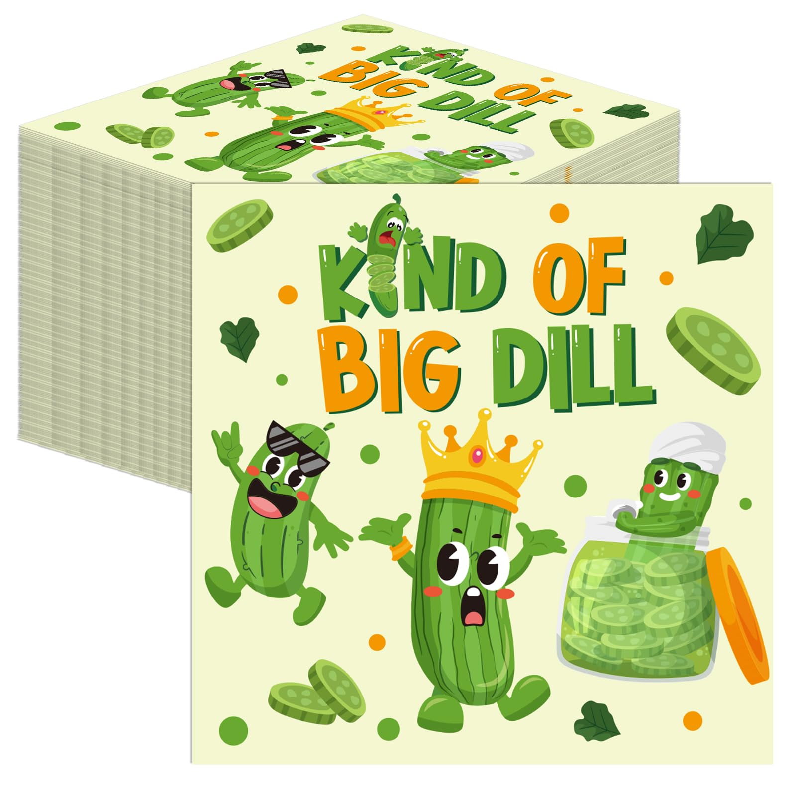 Cinrobiye 100 PCS Pickle Party Napkins Kind of a Big Deal Cucumber Party Supplies Vegetable Themed Luncheon Paper Napkins Disposable for Summer