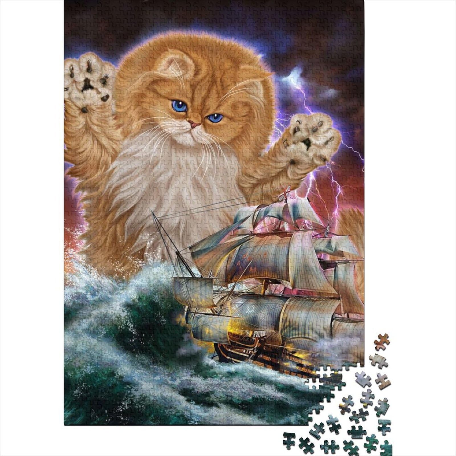 1000 Piece Cat Ship Lightning Jigsaw Puzzle For Adults