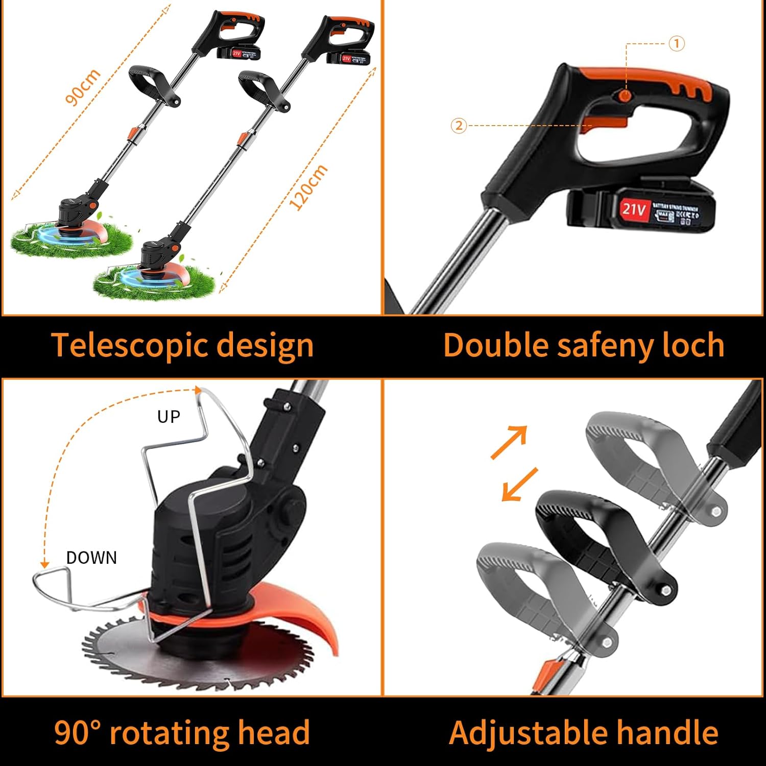 Weed Wacker,Electric Weed wackers with 2pcs 21V Batteries, Cordless Weed Wacker with 3 Different Types of Blades, String Trimmer, Weed Cordles Eater Battery Operated Suitable for Home, Garden and