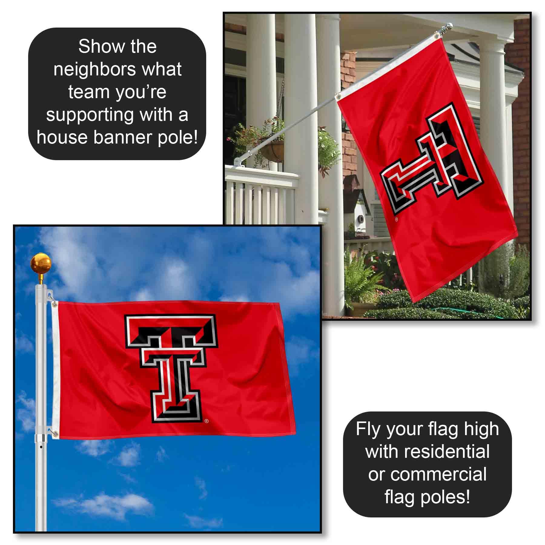 Texas Tech Red Raiders 3x5 Foot Flag Set With Pole & Bracket - Complete Fan Package