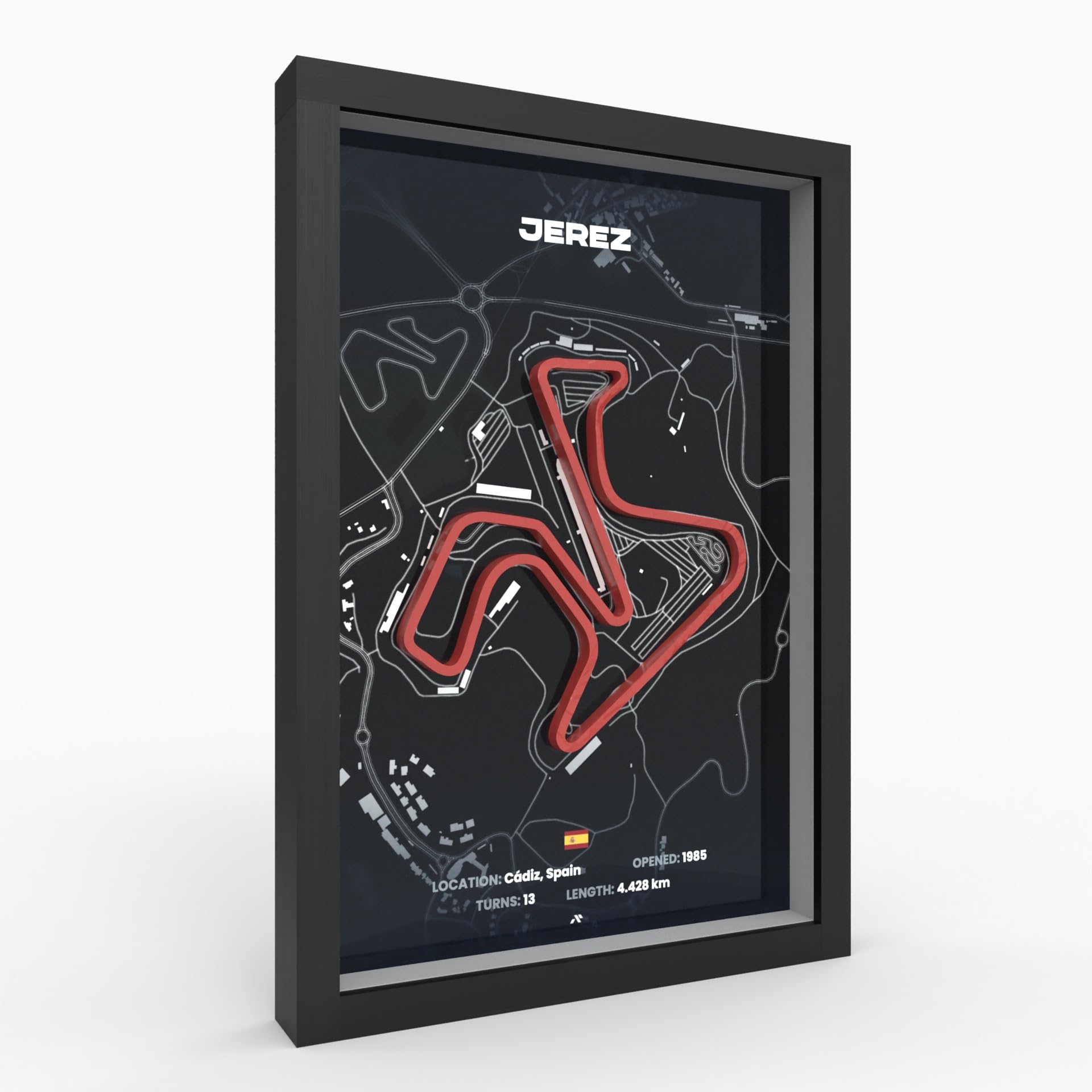 3D Motorsport Poster im Holzrahmen I Hochwertiger 3D Druck I Racetrack I Rennstrecken Poster I Geschenk für Mann oder Motorsportfans zu Weihnachten, Geburtstag
