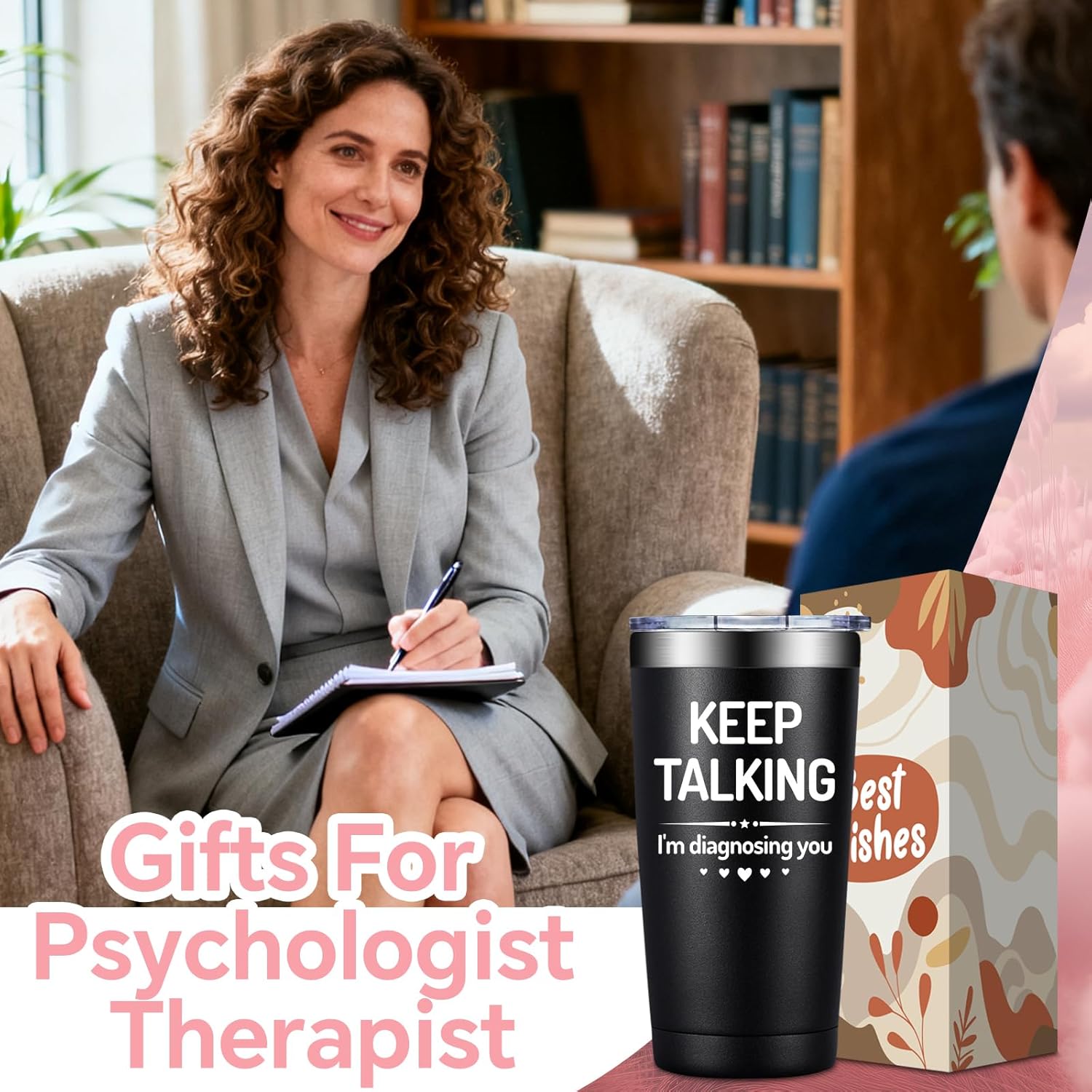 SpenMeta Psychology Therapist Gifts for Women - Psychologist Gifts - Mental Health Gift for Psychology Doctor Therapist Psychiatrist, School Counselor - Keep Talking I'm Diagnosing You Tumbler Cup - Image 2