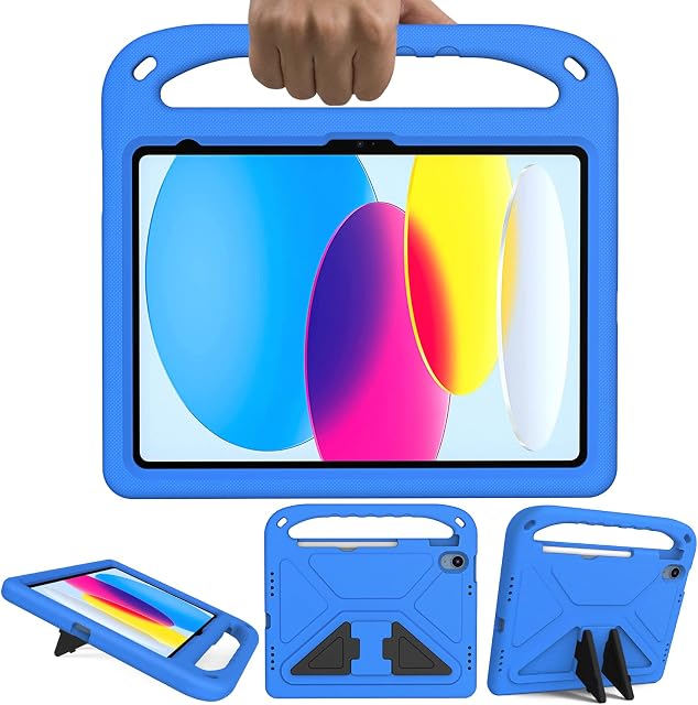 GOZOPO Kids Case for iPad 10th Generation (10.9 inch, 2022 Release), Lightweight & Shockproof Handle Stand Case Compatible with iPad 10th Generation 10.9 inch 2022 -Blue