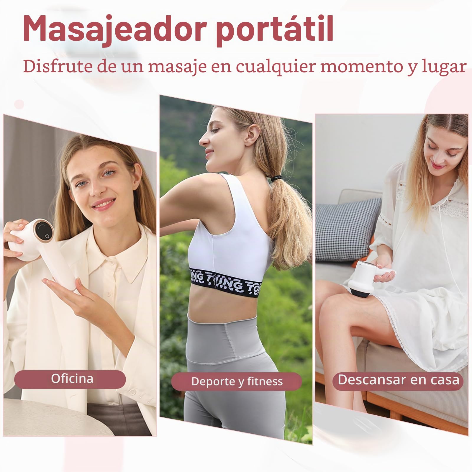 Masajeador eléctrico de celulitis, anticelulítico, portátil, masaje de celulitis con 8 accesorios intercambiables, formas tonificadas, alivia la fatiga para hombros, cintura, abdomen, glúteos, piernas
