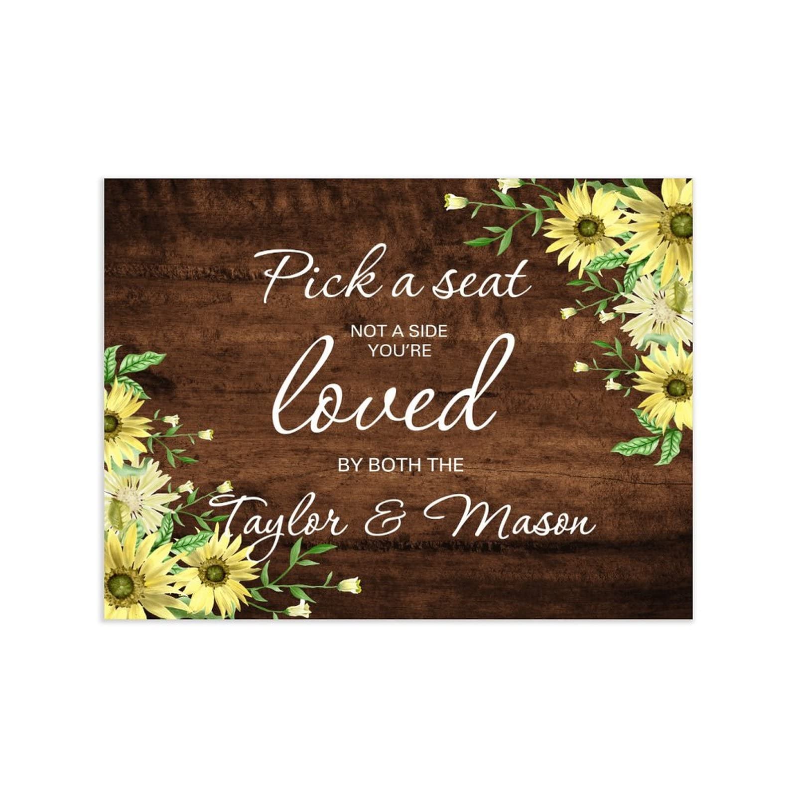 Rustikales Hochzeits-Willkommensschild Pick A Seat Not A Side Holz Hochzeitsschild Positiv Probe Abendessen Hochzeit Beschilderung Dekor Holzschild Hochzeit Empfang Poster für Zeremonie Verlobung