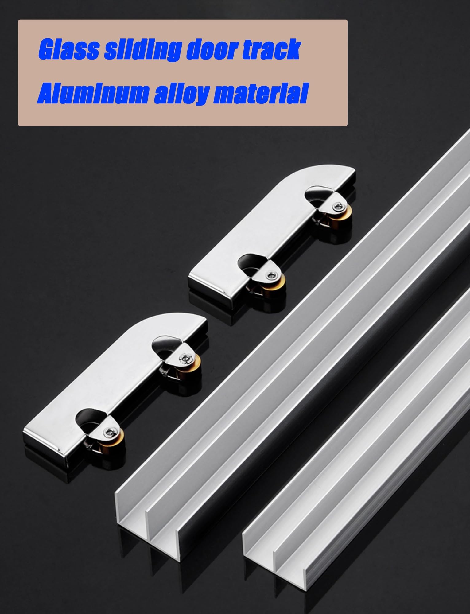 Zestaw prowadnic do drzwi przesuwnych ze szkła aluminiowego, 1 zestaw