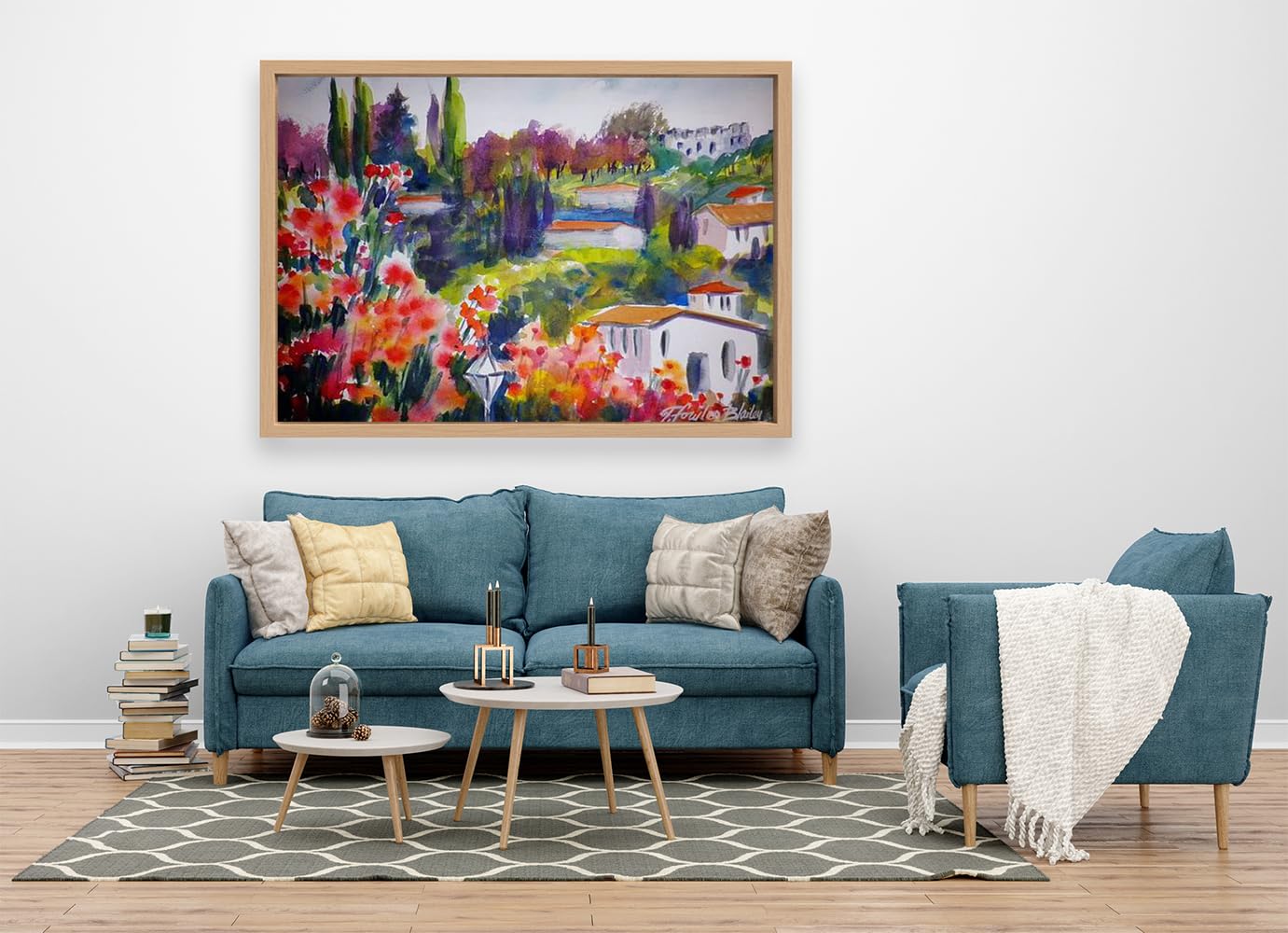 VERRE ART Printed Framed Canvas Painting for Home Decor Office Wall Studio Wall Living Room Decoration (60x45inch Wooden Floater) - Castle In Izmir On The Way To Ephesus