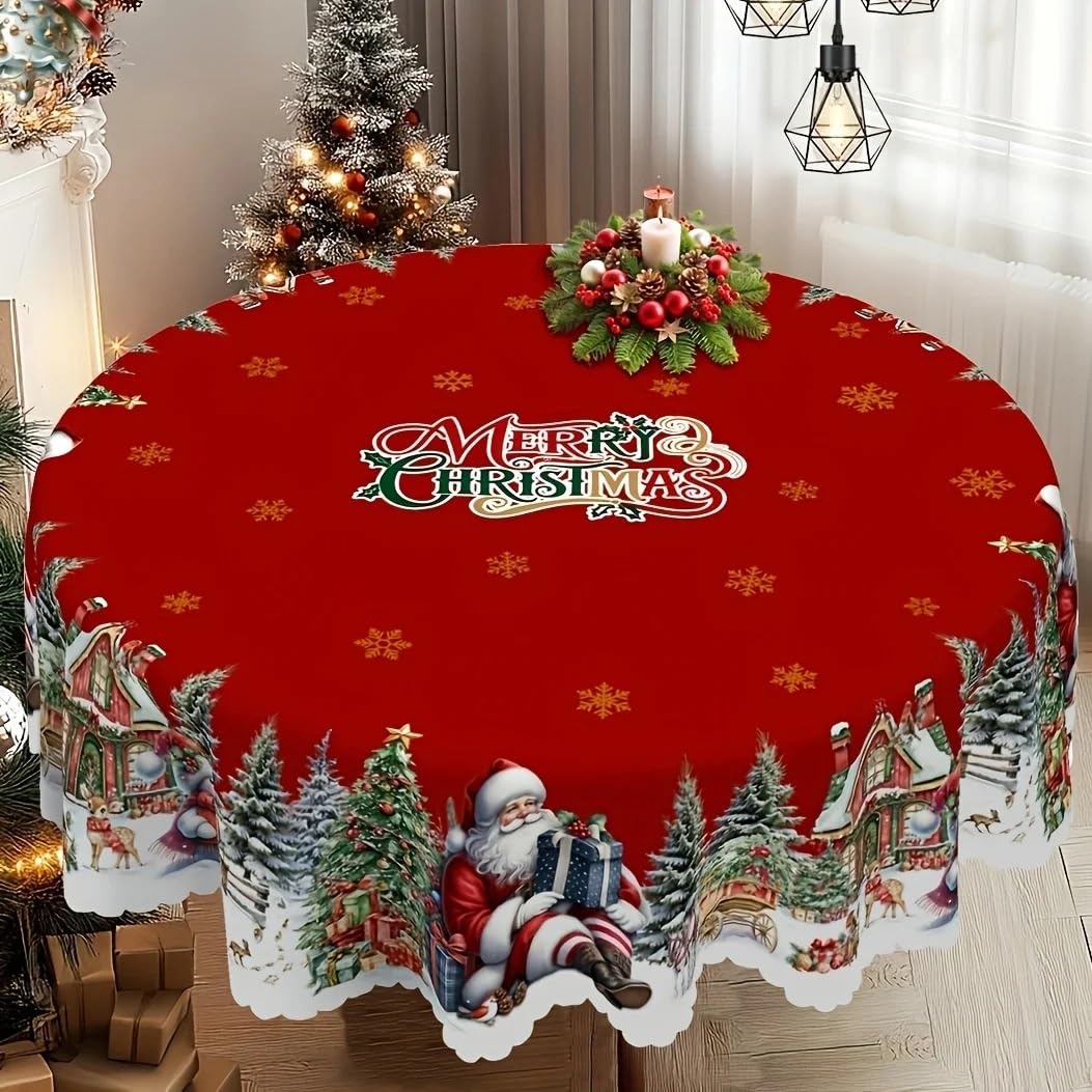 Mantel Navideño Manteles de Navidad y Año Nuevo con Estampado de árbol de Papá Noel, 4 tamaños Disponibles for decoración navideña(140cmX180cm)