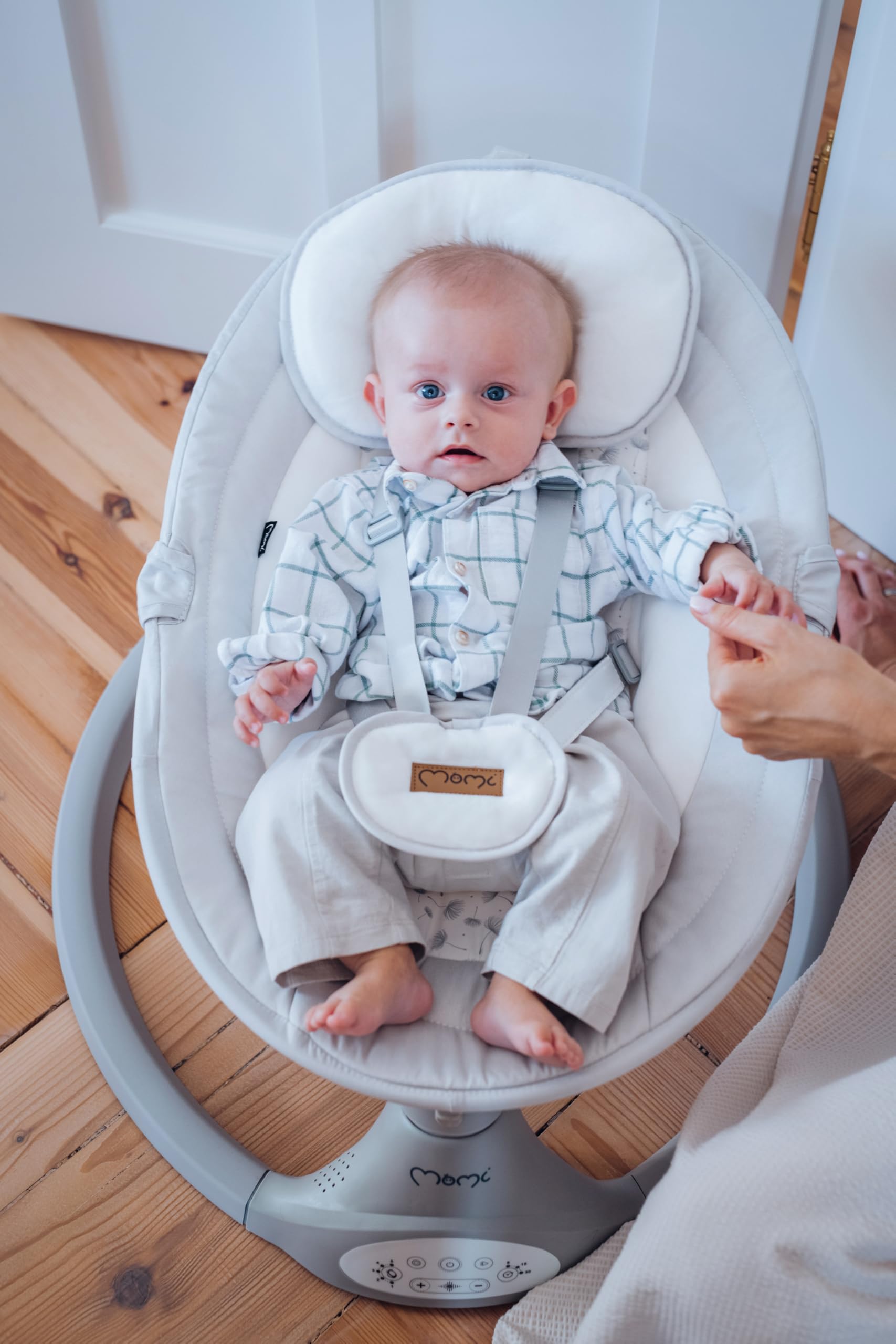 MoMi KENANI Babywippe klappbar mit Fernbedienung Bluetooth 5-Punkt-Sicherheitsgurt bis 9 kg