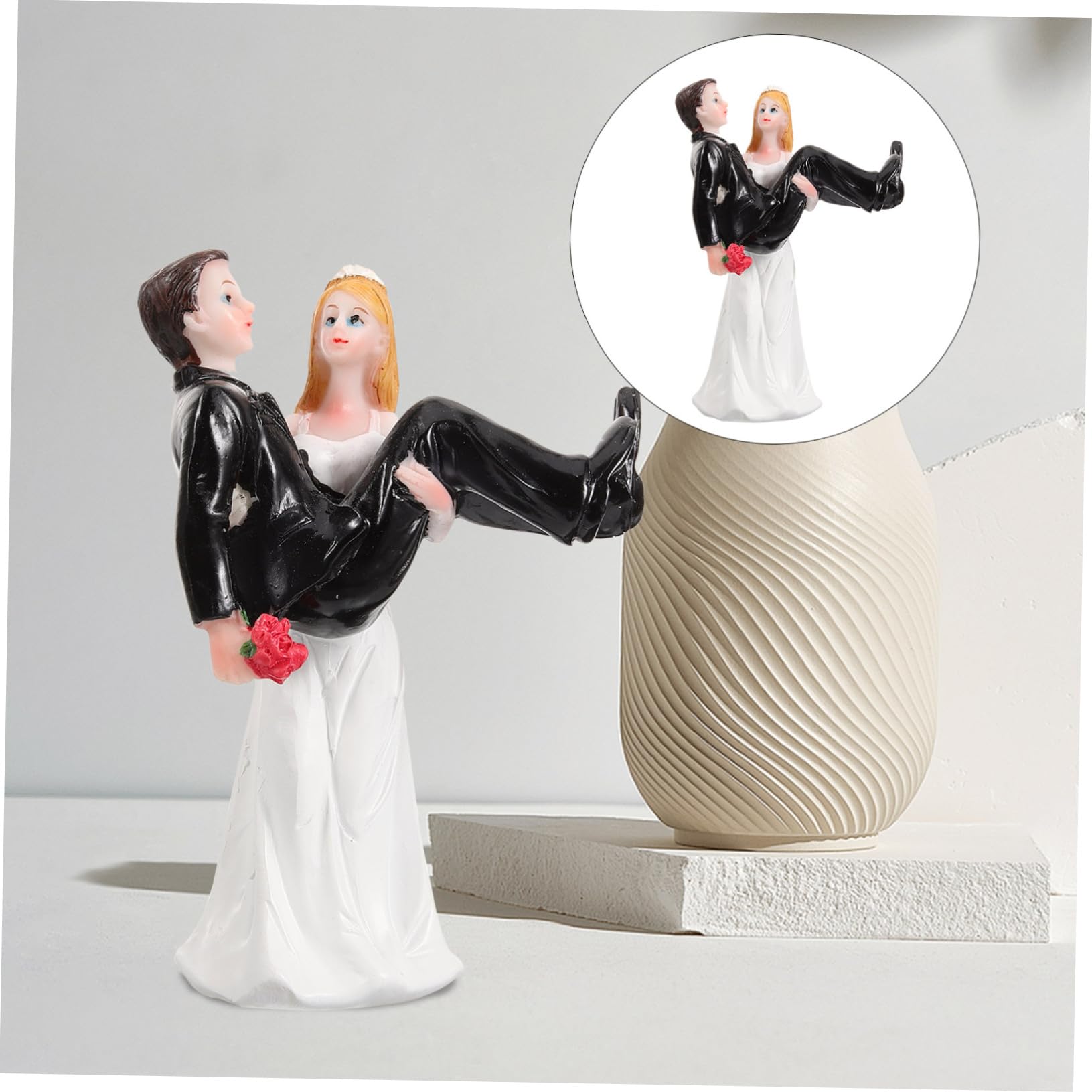 Gatuida 2 Stück Kunsthandwerkliche Ornamente Aus Kunstharz Bräutigam Hochzeitsskulptur Figur Braut- Paarfigur Hochzeit Ehe Ornament Handwerk Figuren Verheiratet Dekorationen Weiß