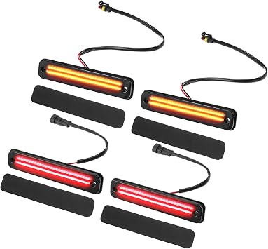 LED Side Marker Light 25952319 Front Rear Turn Signal Lights Fender Sidemarker Lamps for Hummer H2 Black Lens Amber Red LED Light 2 Pair