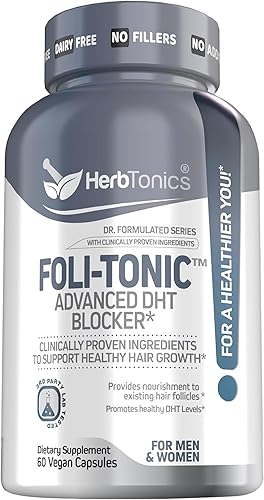Foli-tonic - Suplemento bloqueador de DHT y pérdida de cabello tratamiento de adelgazamiento del cabello y promueve el crecimiento saludable del