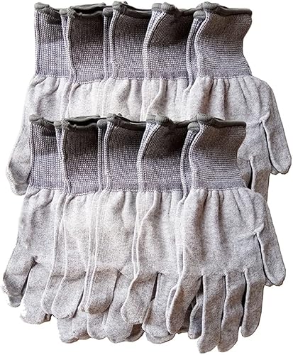 10 pares de guantes de trabajo de nailon gris, guantes de trabajo de vinilo antideslizantes para construcción (gris)