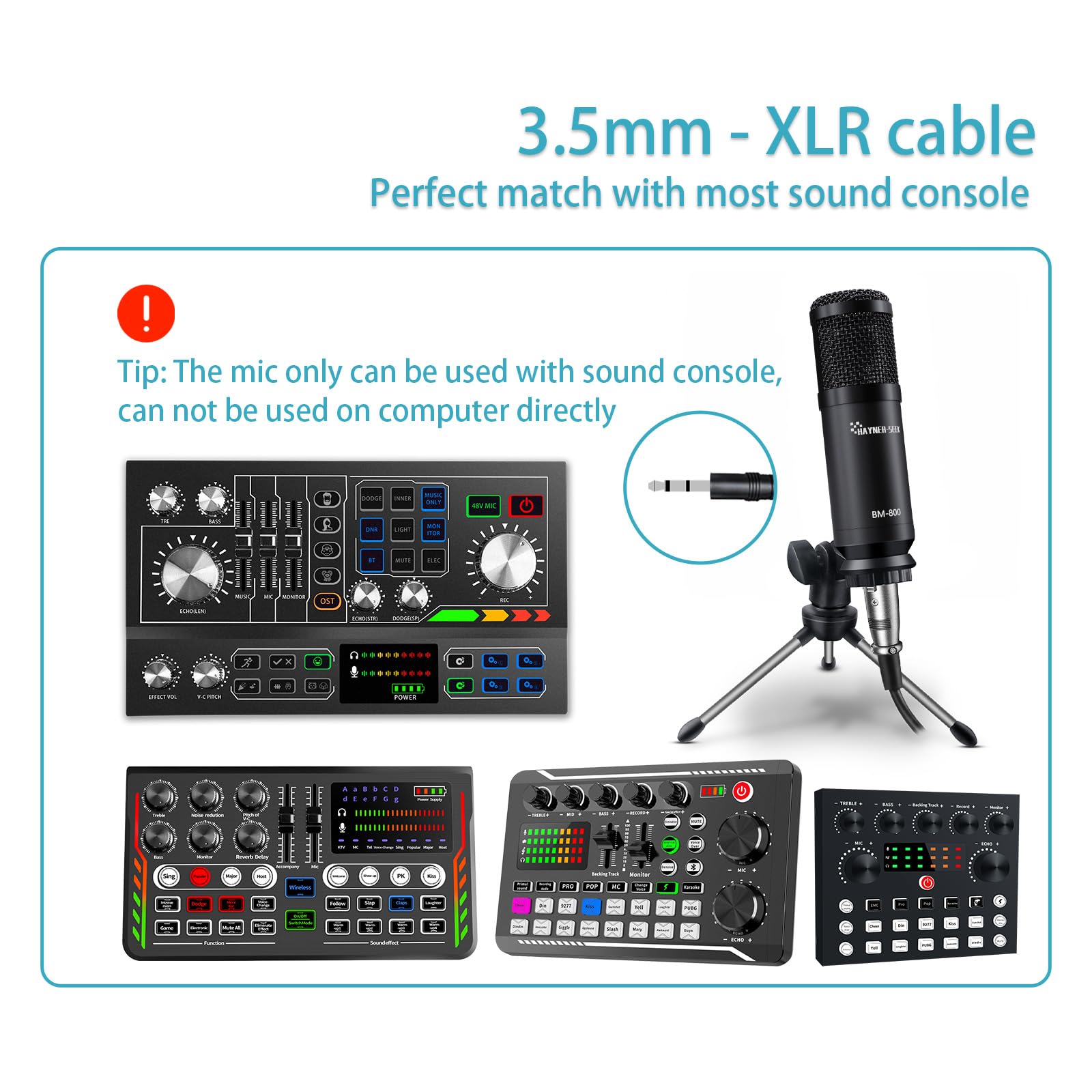 Podcast Studio Micrófono Condensador Micrófono para Hayner-Seek Podcast Equipo Bundle con 3.5mm Audio XLR Cable