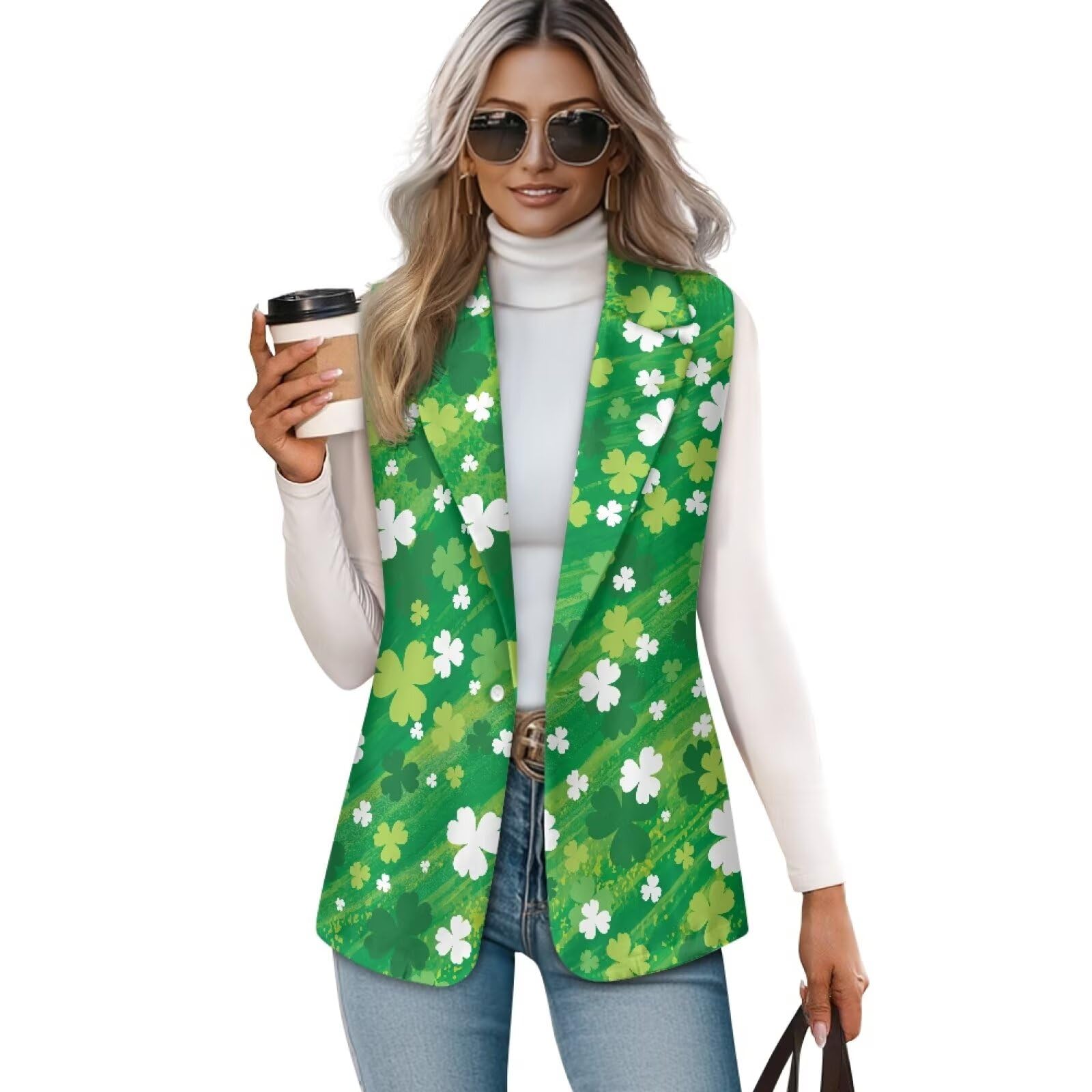 Womens Vest V Neck Blazer Vests Loose Tank Tops 1 Button Waistcoat S-5XL
