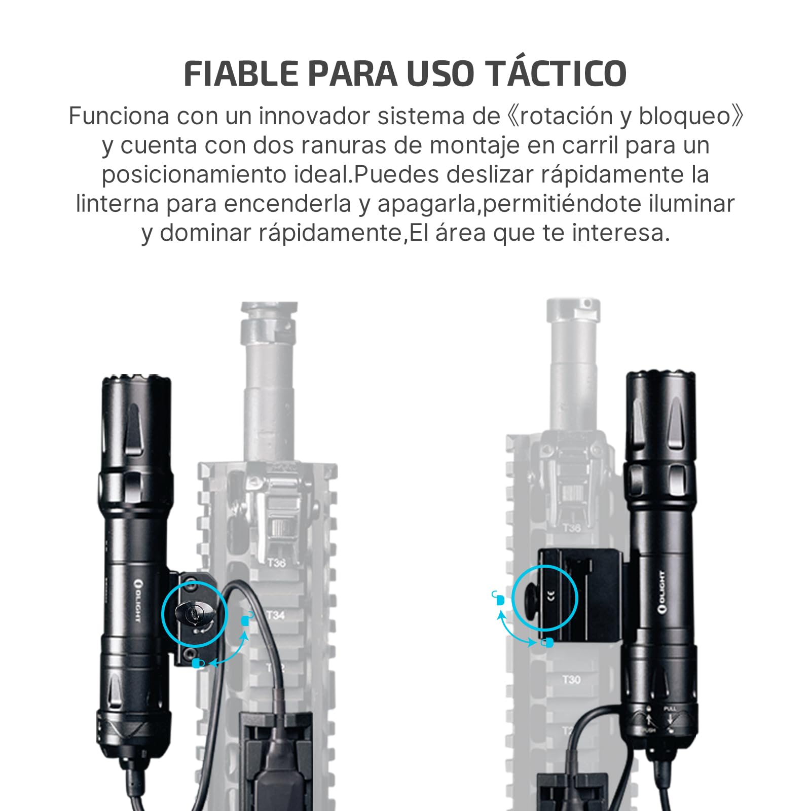 OLIGHT Odin Torcia a Picatinny 2000 Lumen Potenza Massima 300 Metri con Batteria Ricaricabile Flashlight Controllo Remoto Leggero per Caccia Ricerca,Lavori di Illuminazione Esterna Notturna