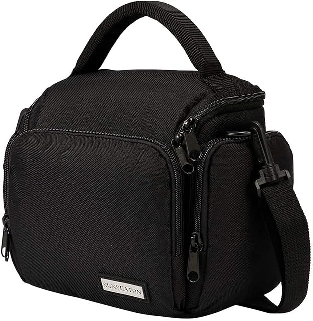 SUNSEATON Camera Shoulder Bag, Waterproof Camera Case with Adjustable Shoulder Strap, Portable Camera Case, Compatible for Nikon, Canon, Sony, etc (Black)