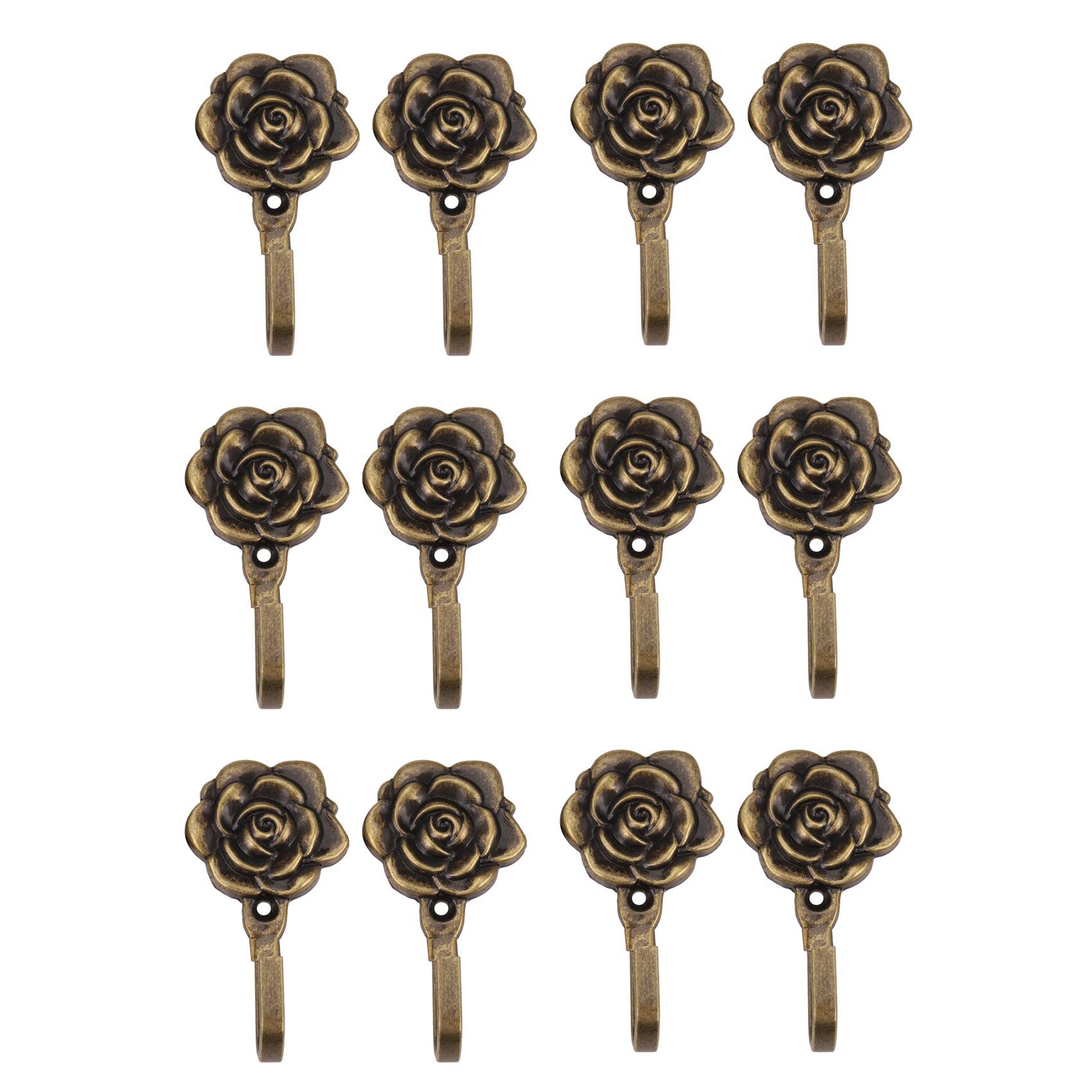 Hndhbfgrt 12Pcs Metal Rose Flower Curtain Tie Back Tieback Holders Wall Hooks Decor