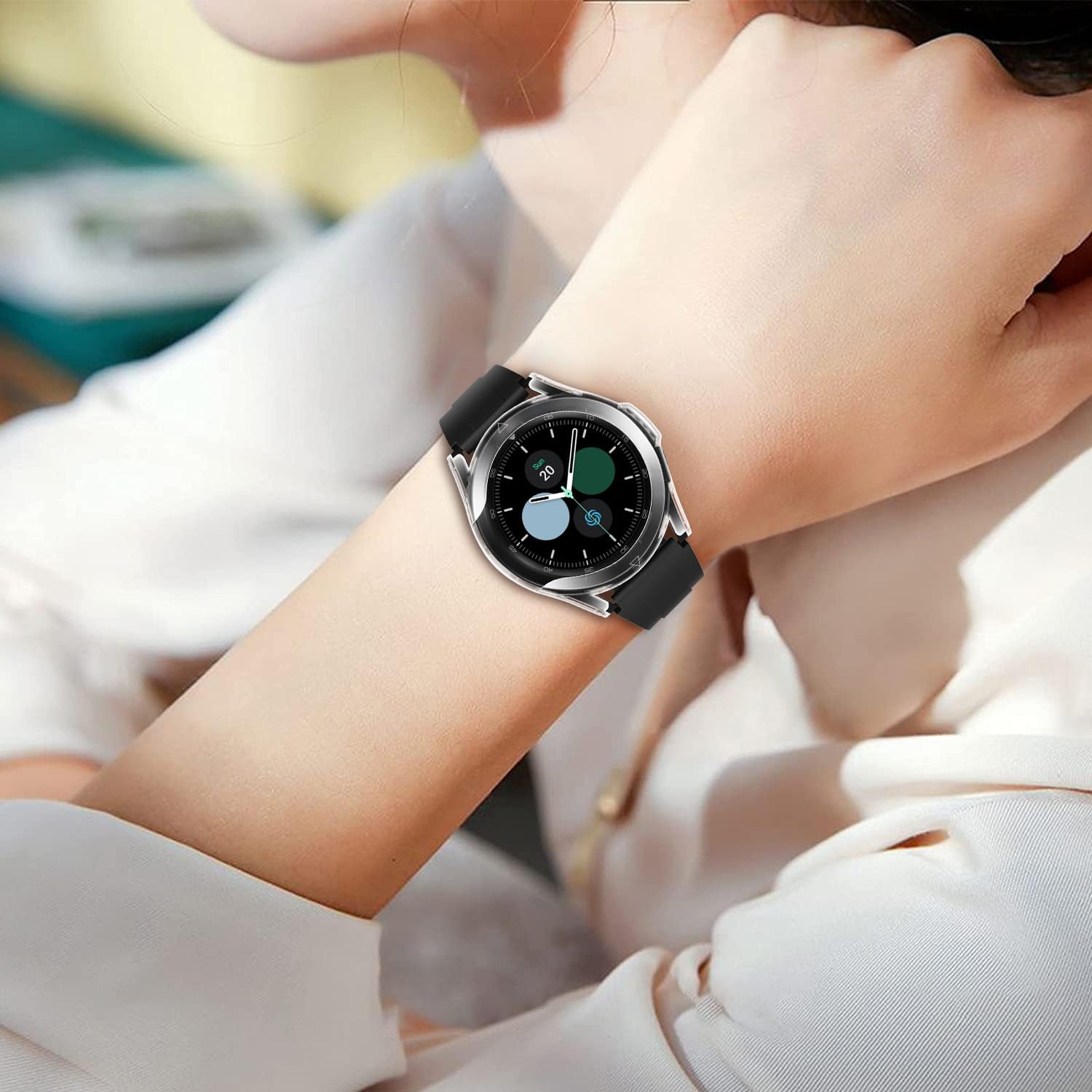 ivoler 3 Pack Hard PC Case do Samsung Galaxy Watch 4 Classic 46mm, [Ochrona wojskowa] Odporne na wstrząsy etui ochronne Ultra cienkie etui odporne na zarysowania, 2 przezroczyste + 1 czarne