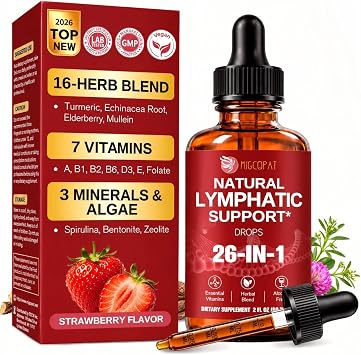 Migcopat 26-in-1 Liposomal Lymphatic Drainage Drops, Strawberry Flavor