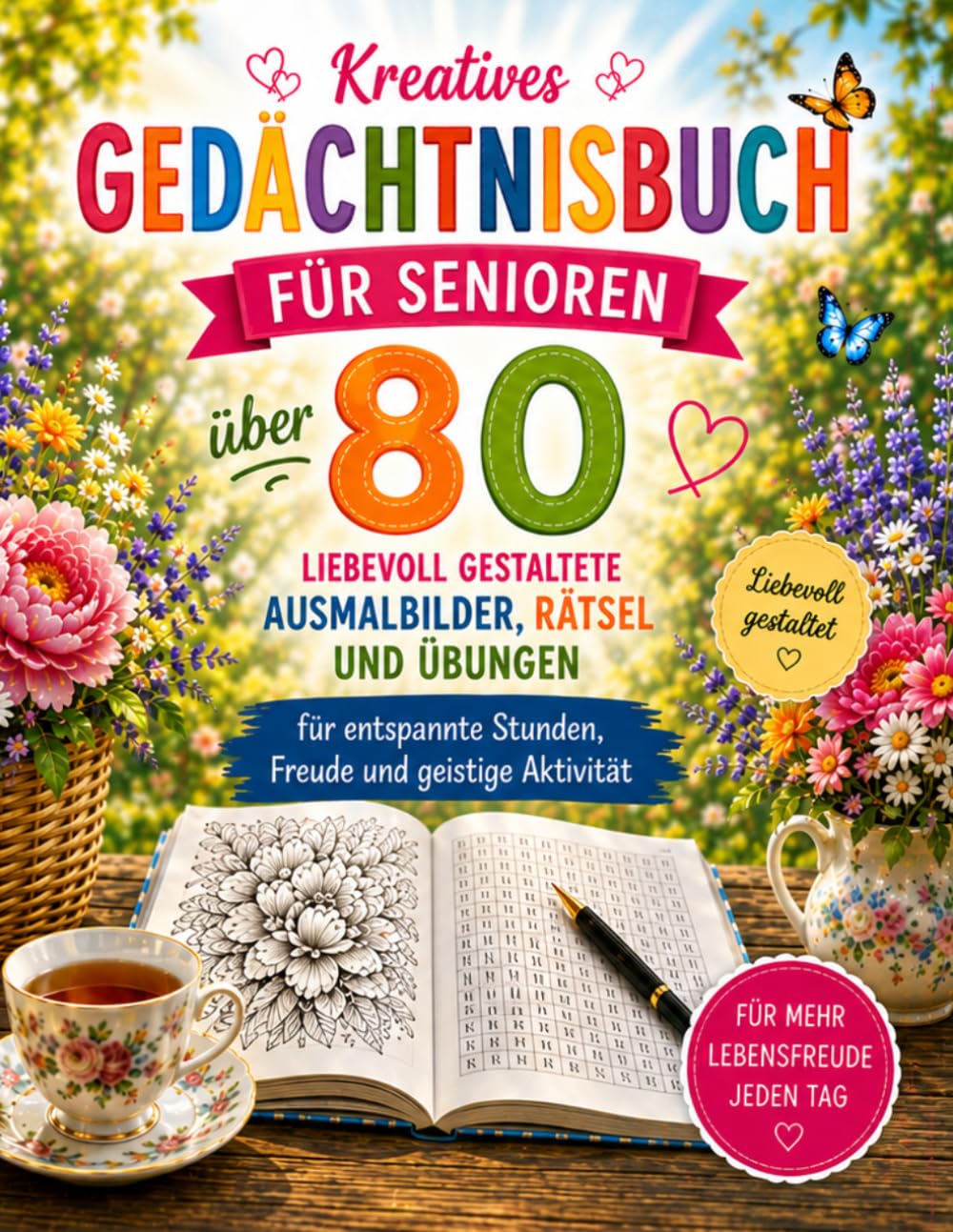 Kreatives Gedächtnisbuch für Senioren: Über 80 liebevoll gestaltete Ausmalbilder, Rätsel und Übungen für entspannte Stunden, Freude und geistige Aktivität.