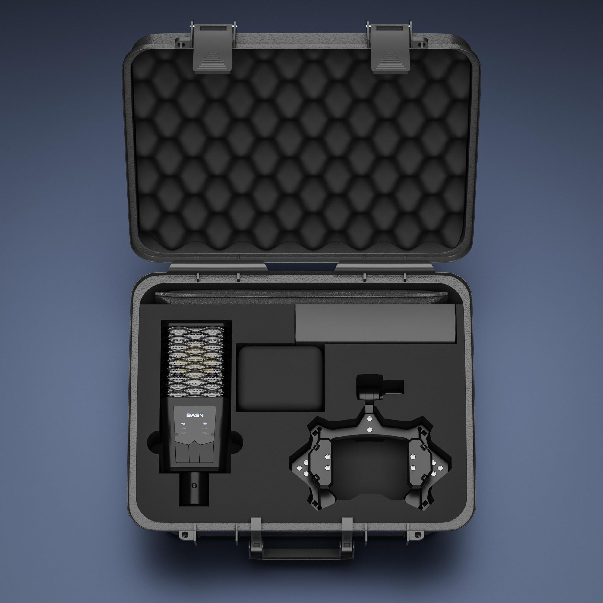 BASN BMS2 Großmembran Nierencharakteristik Tonabnehmer Studio Kondensator XLR Mikrofon geeignet für Aufnahme, Podcasting, Singen, Streaming (Schwarz)
