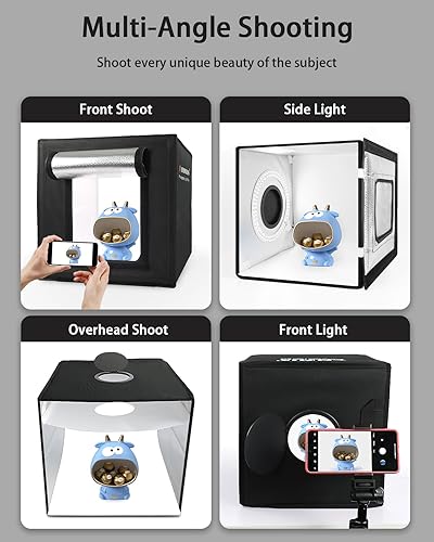 Miniatura 5 de DUCLUS Fotografía de caja de luz, caja portátil de cabina de estudio fotográfico, 10 "x 10" Mini tiendas de campaña de tiro profesional con 104