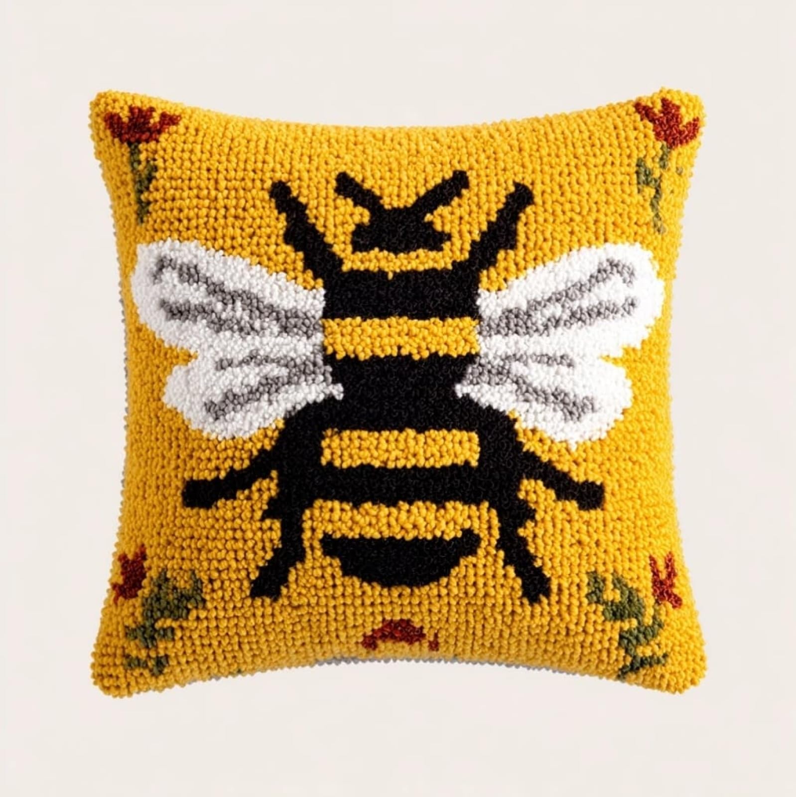 Wallustrioaw Cute Bees Latch Hook Cushion Kit Diy 17X17in,