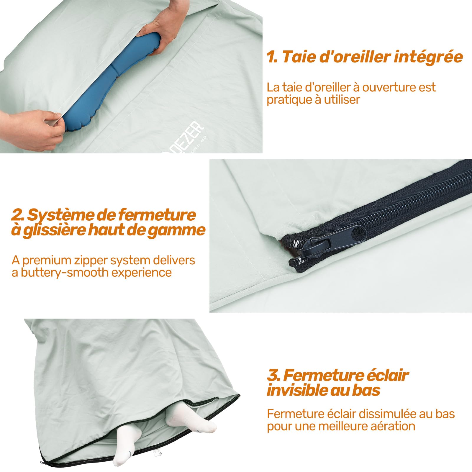 Sac a Viande Couchage, Ultra-léger et Doux, Sac de Couchage Adulte, Couverture de Voyage Extra-Large, adaptée au Camping, à la randonnée et aux séjours à l'hôtel