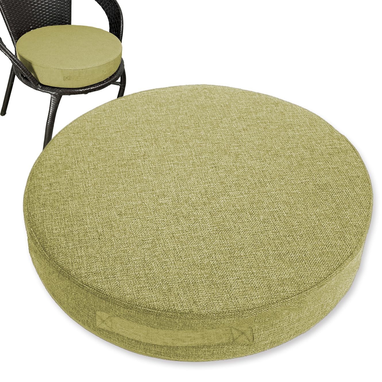 Rr tianshi Thick Seat Cushion Large Recliner Cushions for Elderly with Handle,Non Slip Square Foam Chair Pads for Couch Armchair Chairs or As Floor Pillow (Green-a,40x40x10cm)