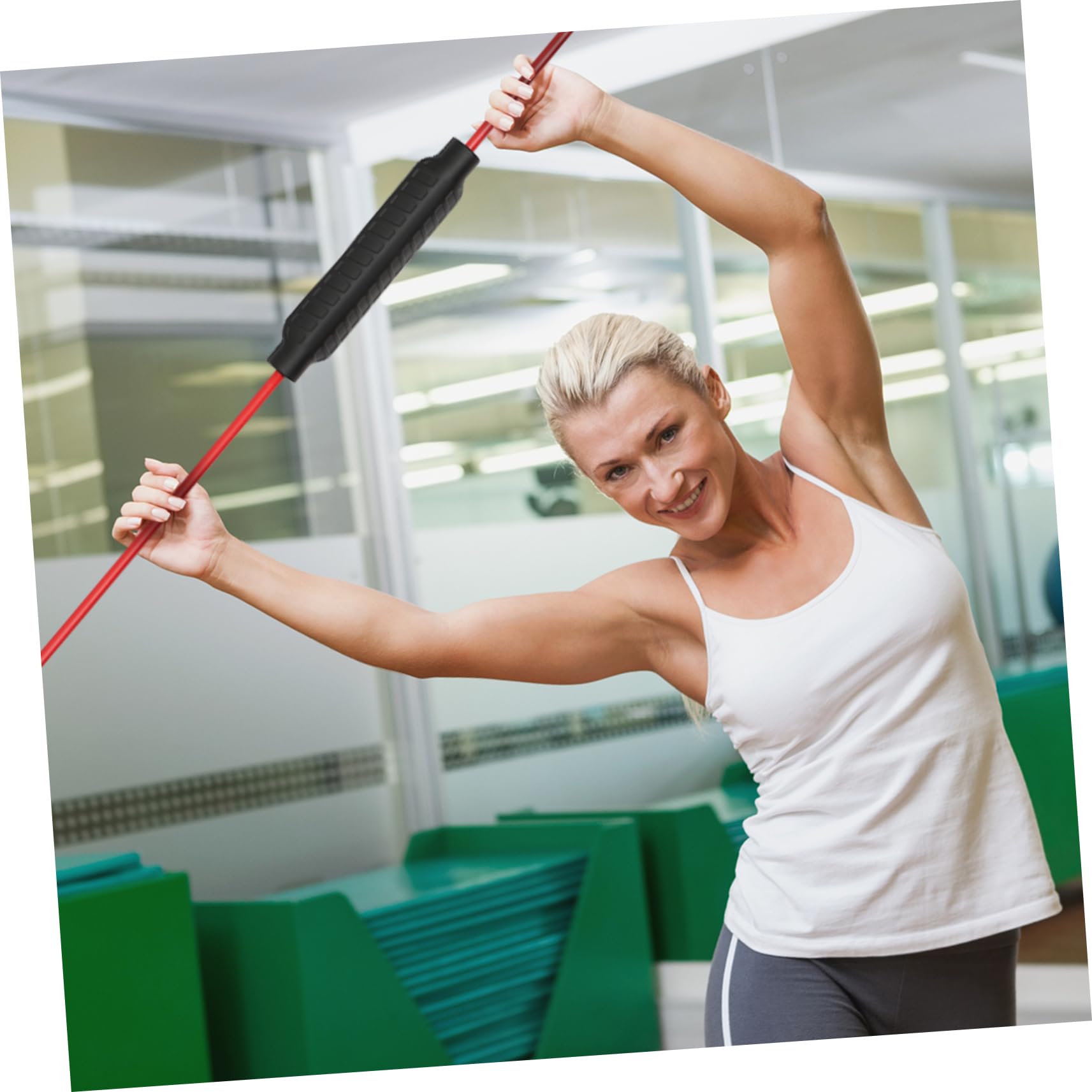 VANZACK Barre et pour en Renforcement Pilates Utiliser Entraînement Fitness Multifonction Rouge Caoutchouc Fibre de Verre , Légère et Facile Musculaire du Haut du Torse