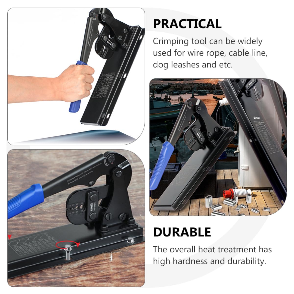 Alicates de Crimpado de Acero al Carbono en Forma de 8 para Escritorio | Prensado de Manga de Cobre o Aluminio, para Cable y Cuerda, Alta Dureza y Rendimiento