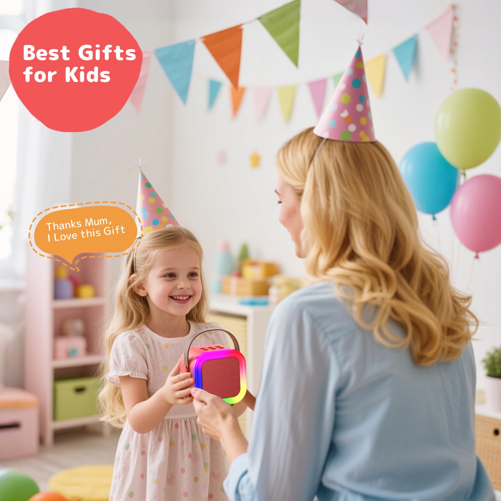 Fede Karaoke per Bambini, Regalo Bambina 3-12 Anni Microfono Bambini Giochi Regali Bambina 3-12 Anni Karaoke con 2 Microfono Bluetooth Giocattoli Regalo Bambino 3-12 Anni