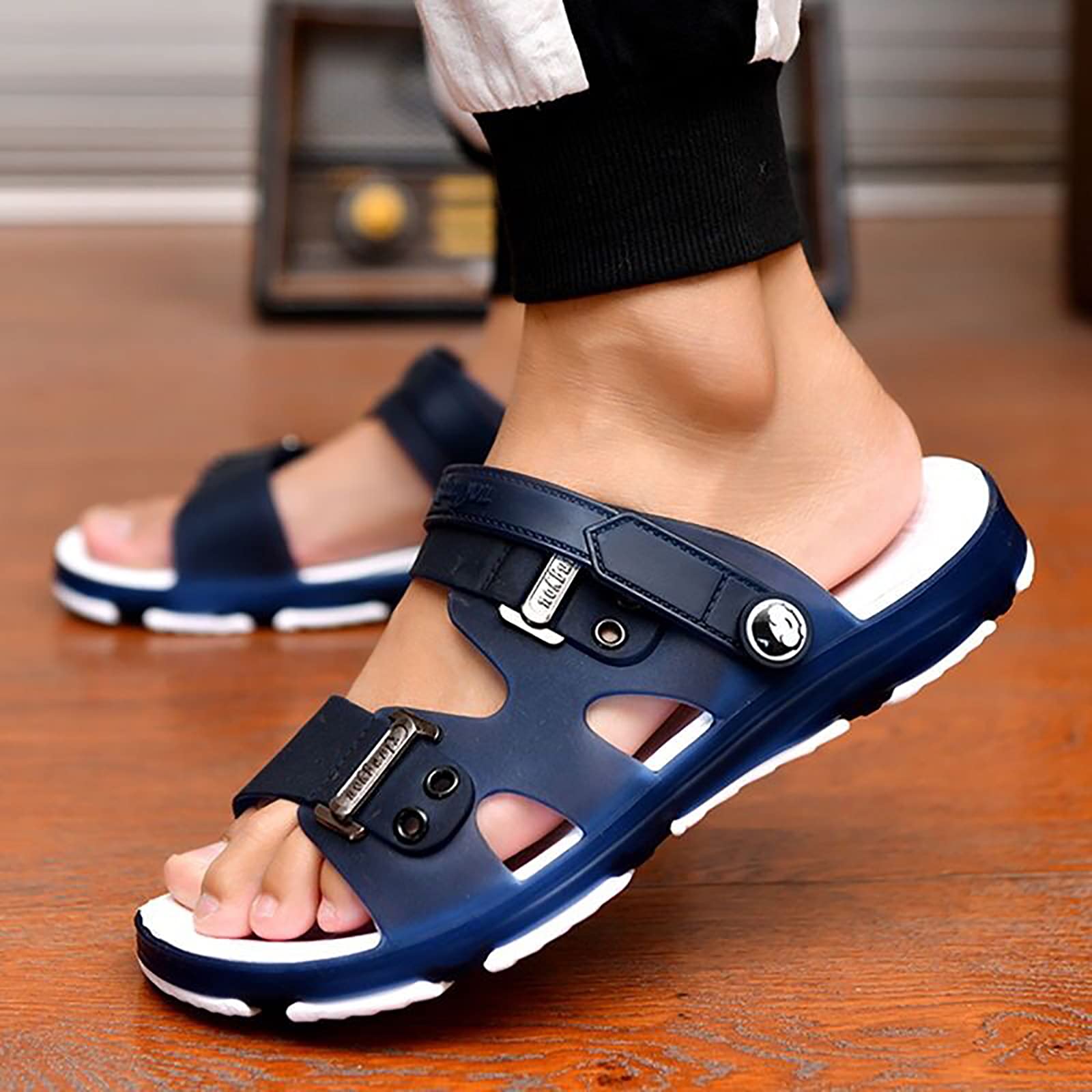 Men Sandals Fashion Summer Home Beach Slides Men Casual Durable Anti Skid  Peep Toe Summer Sandals Sandalias,3,44 : Amazon.nl: Fashion